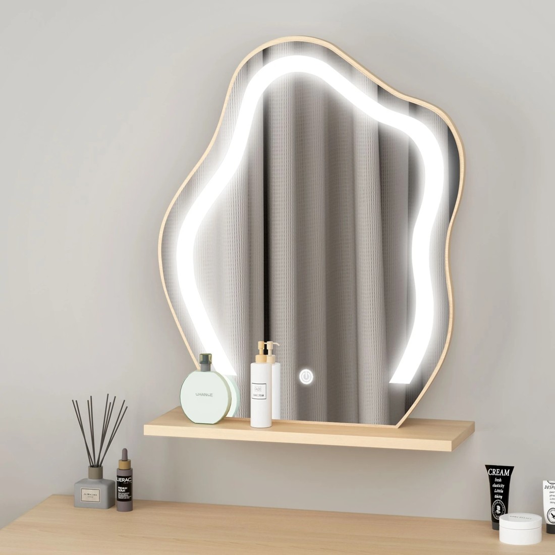 5 Alfordson Dressing Table Stool Set Makeup Mirror Desk LED 8 Drawers - Oak, 5 of 10