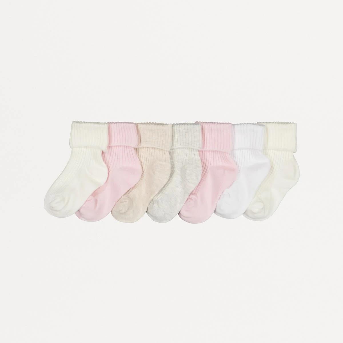 1 7 Pack Ribbed Socks Pink Pack, 1 of 2