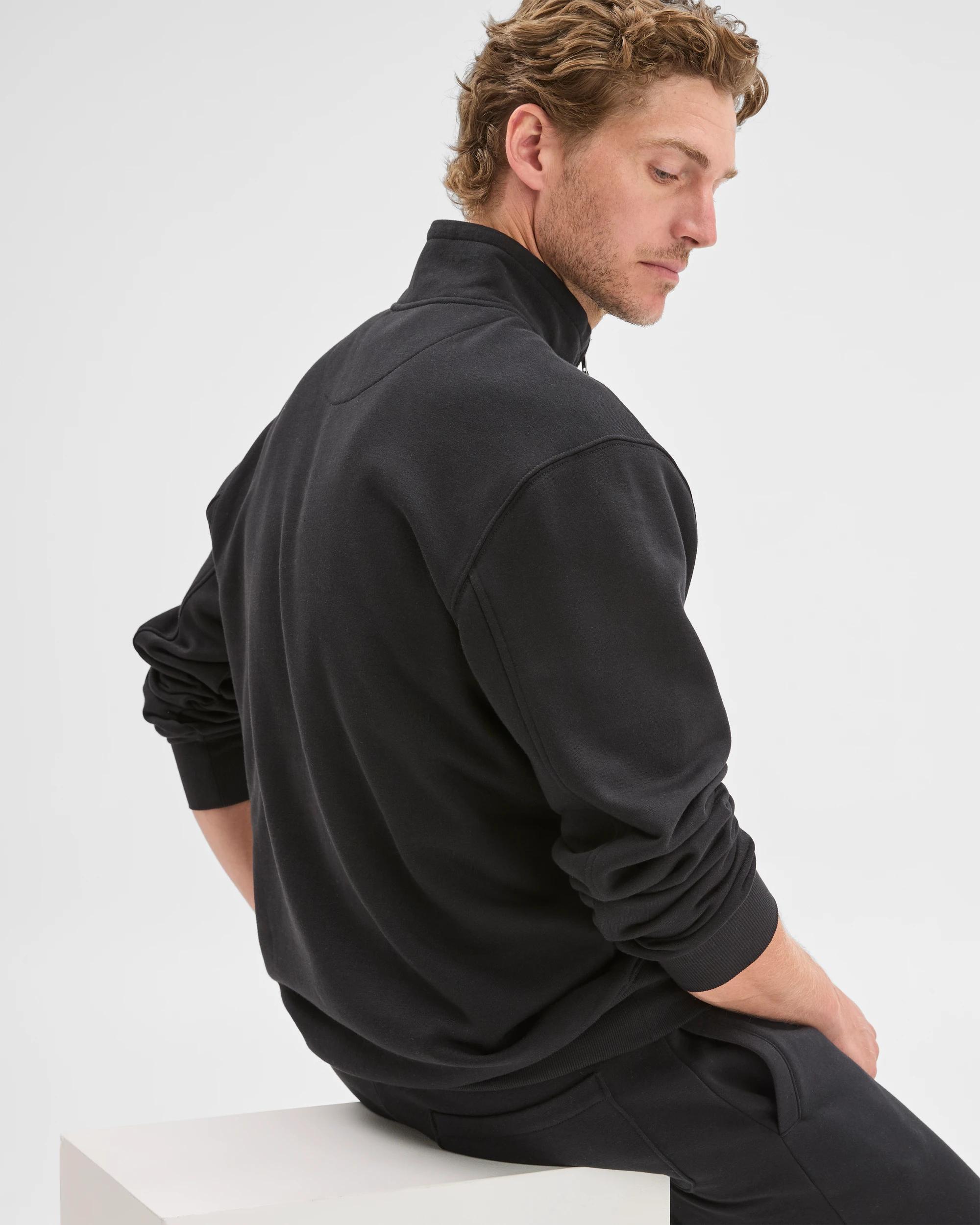 7 Target Man Australian Cotton Blend Fleece 1/2 Zip Top BLACK, 7 of 7