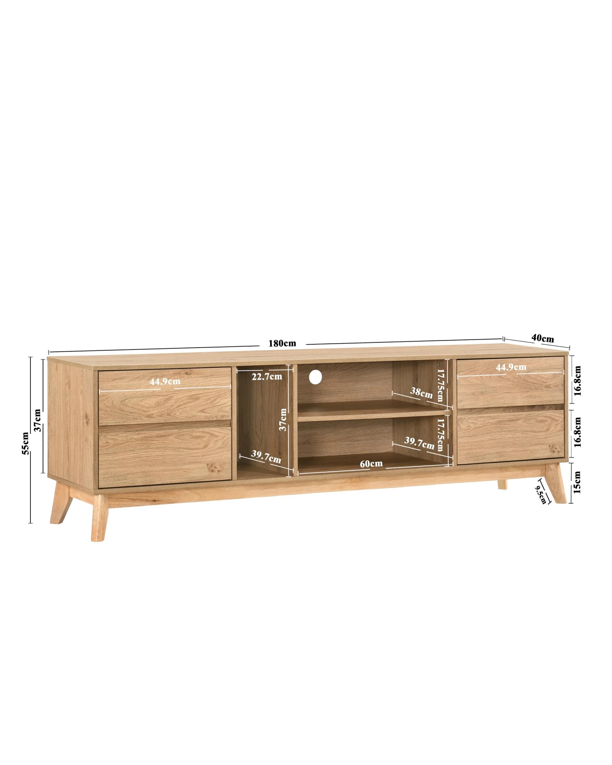 7 Kodu TV Entertainment Unit 180W 4 Drawers - Natural, 7 of 8