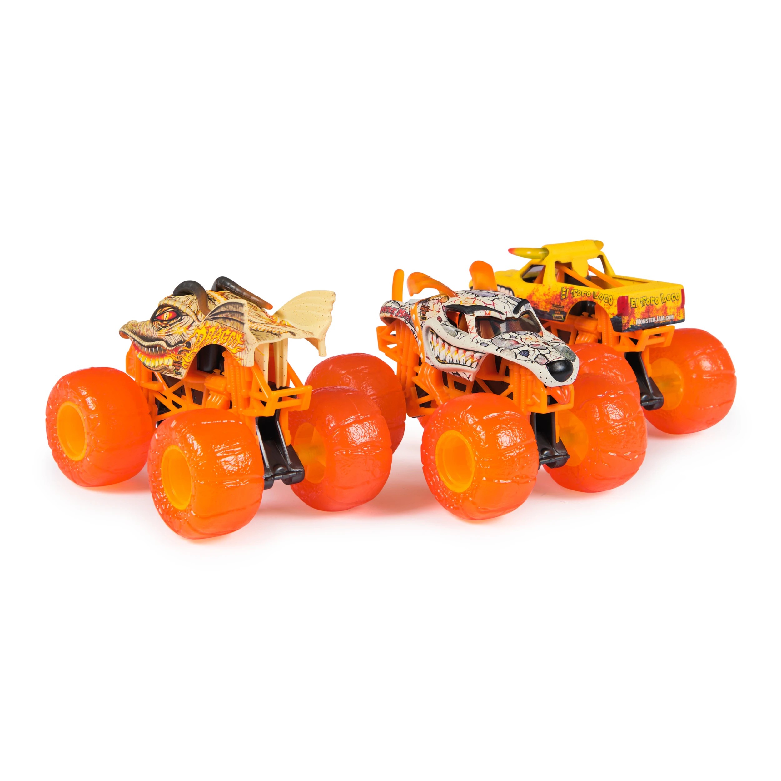 2 Monster Jam Earth Set: Official El Toro Loco , Dalmatian , Dragon 1:64 Scale Die - Cast Monster Trucks 3 Pack - Multi, 2 of 4