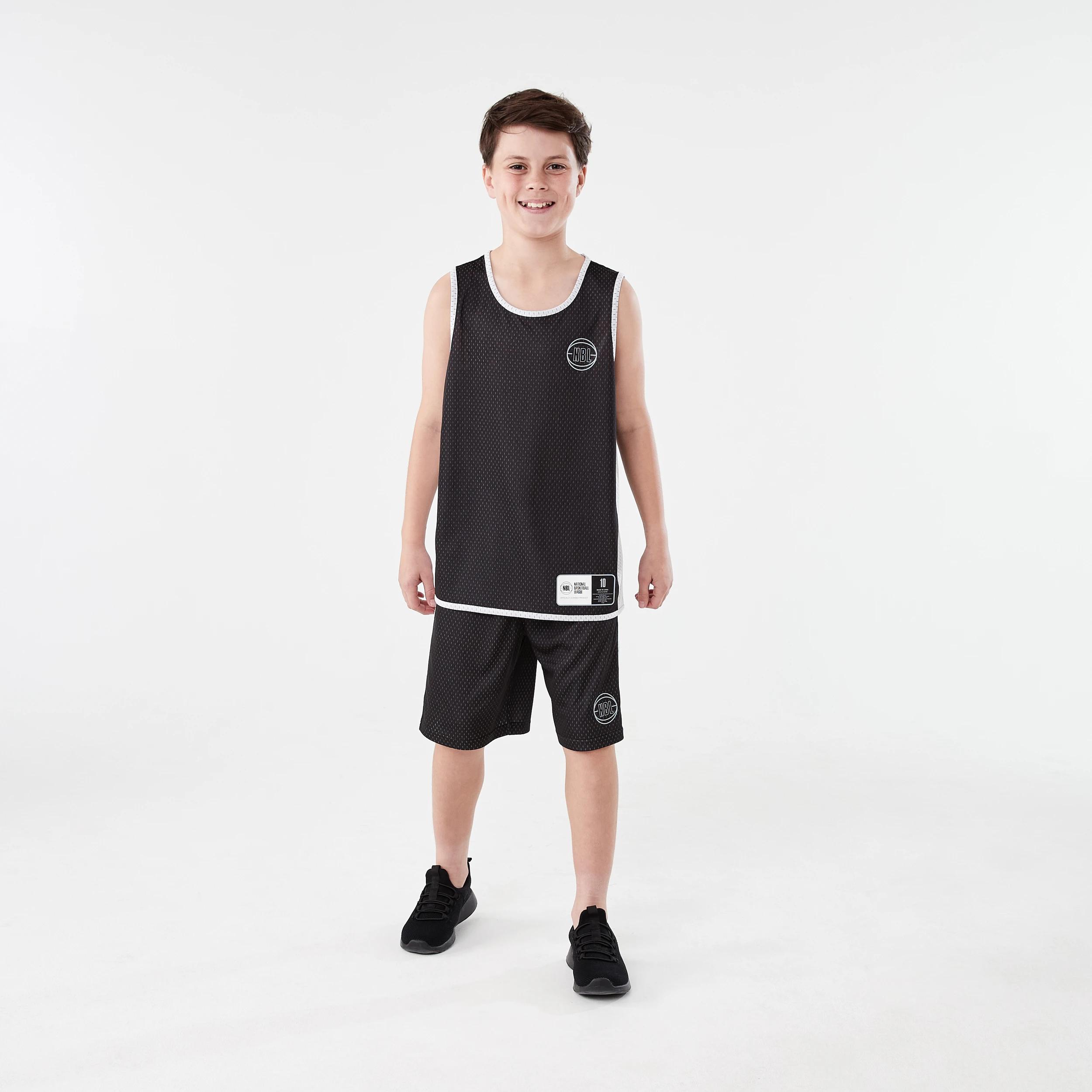 8 Official NBL Kids Basketball Reversible Muscle Tank BLACK, WHITE, 8 of 9