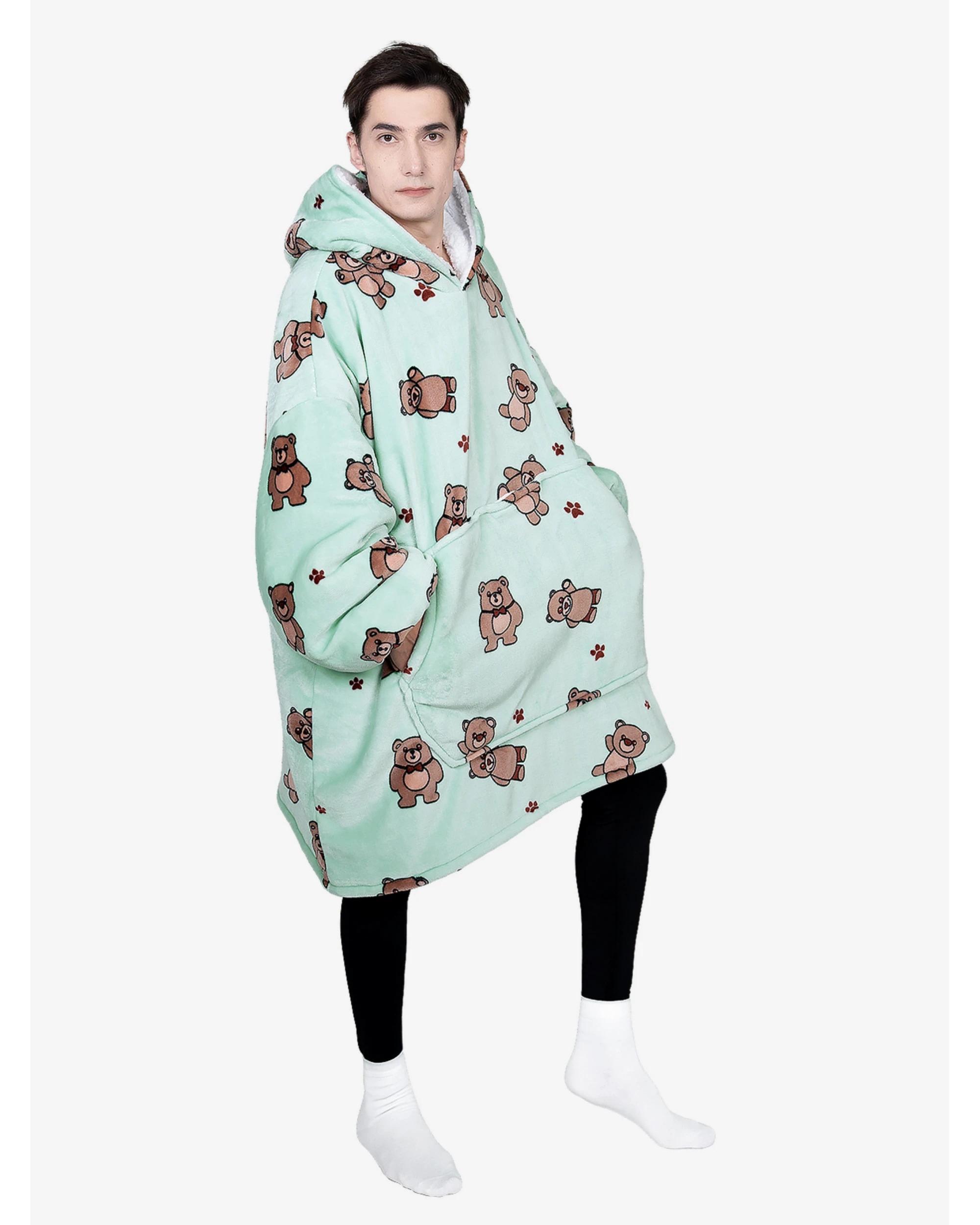 4 Advwin Winter Wearable Blanket Hoodie Adult Pink Point BEAR, 4 of 5