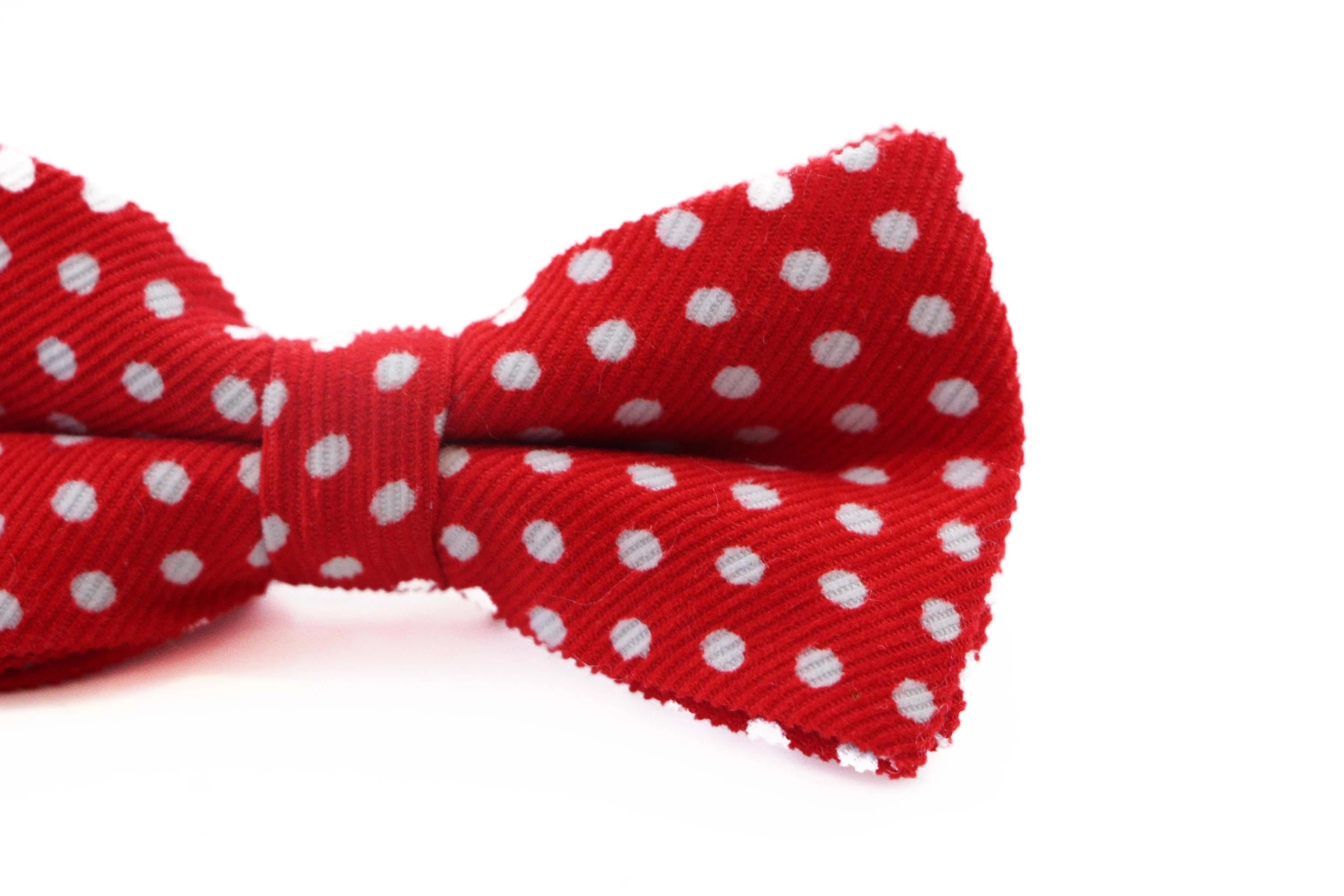 3 Zasel Mens Red & White Cord Polka Dot Patterned Bow Tie - Multi, 3 of 4