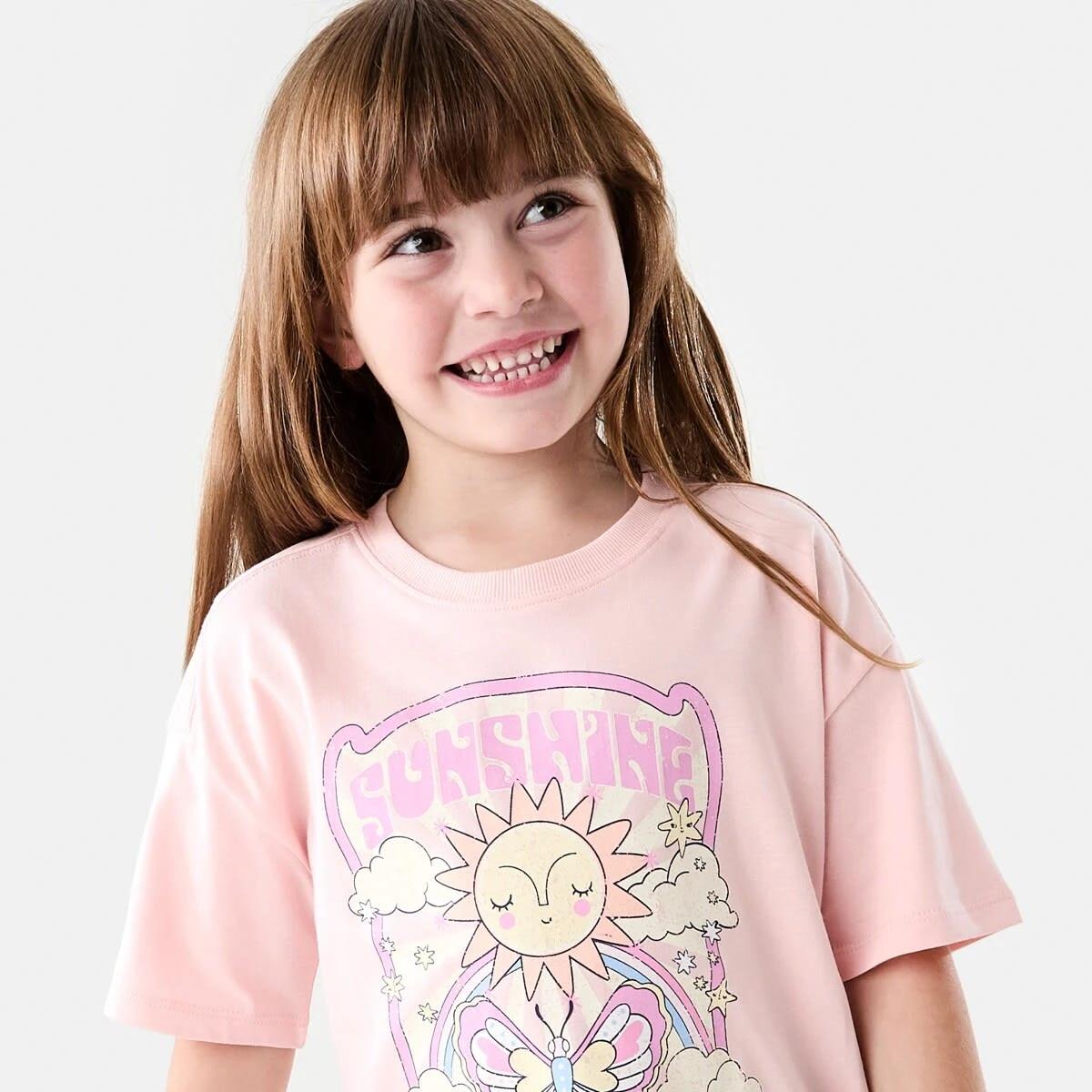 3 Short Sleeve Oversized Print T-shirt SUNSHINE STATE OF MIND PEACH, 3 of 6