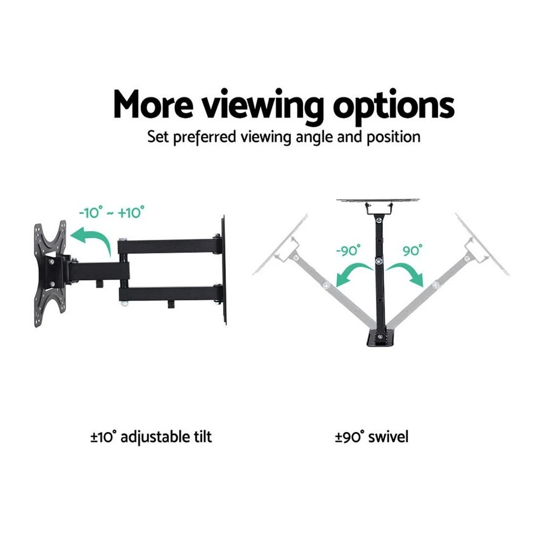 3 Artiss 17"-42" TV Wall Mount Bracket Full Motion Tilt Swivel Strong 3 - Black, 3 of 5