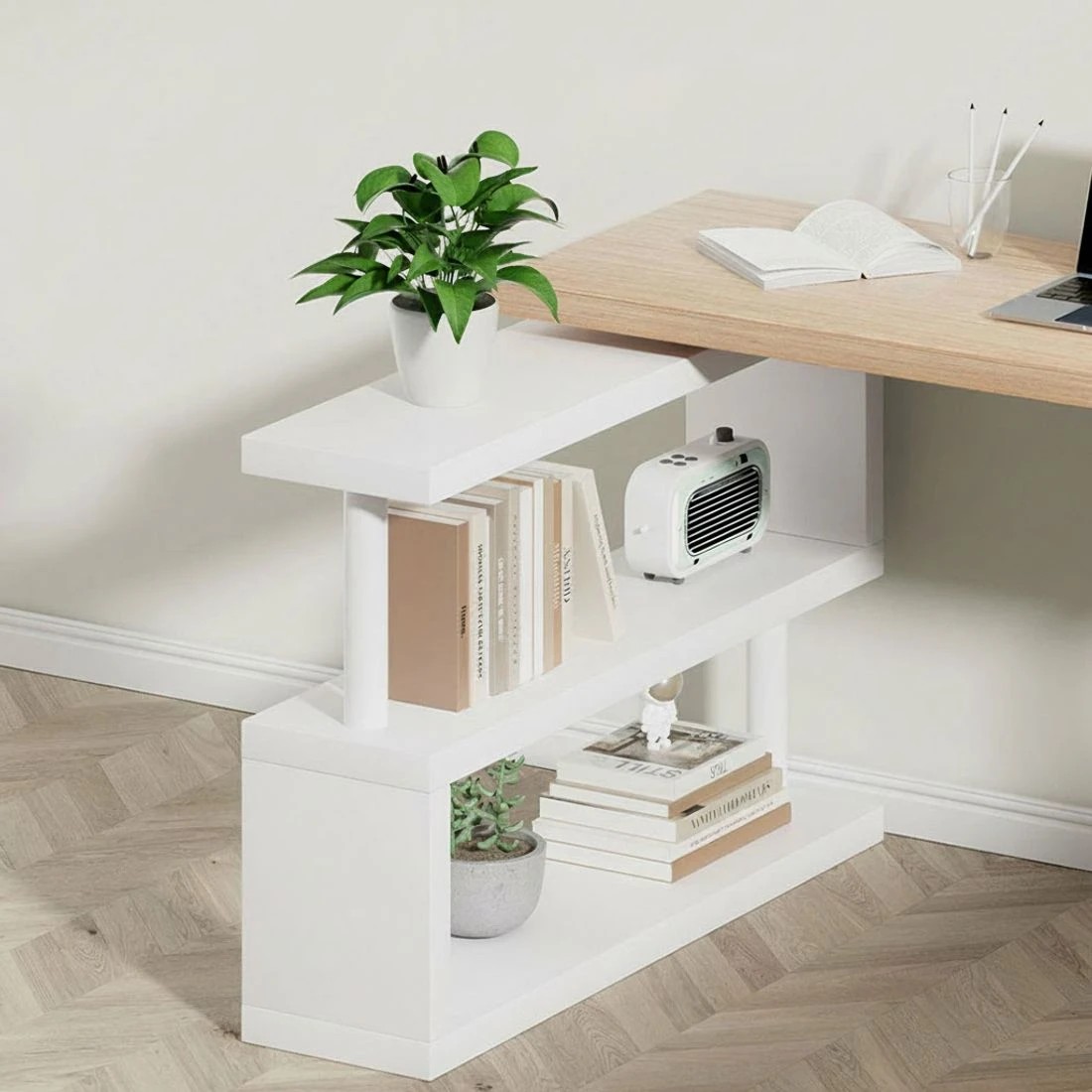 4 Artiss Computer Desk Bookshelf 140CM - Brown, 4 of 8