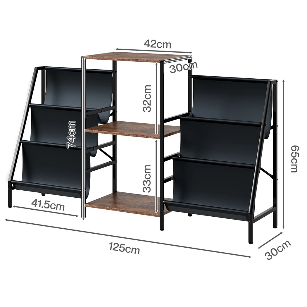 3 Levede Record Player Table with Vinyl Record Storage,3 shelves,2 holders, 3 of 8