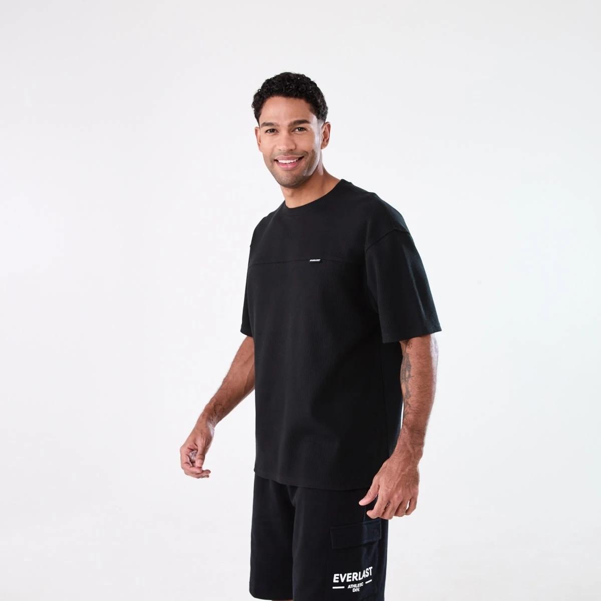 2 Everlast Mens Waffle T-shirt EVERLAST BLACK, 2 of 7