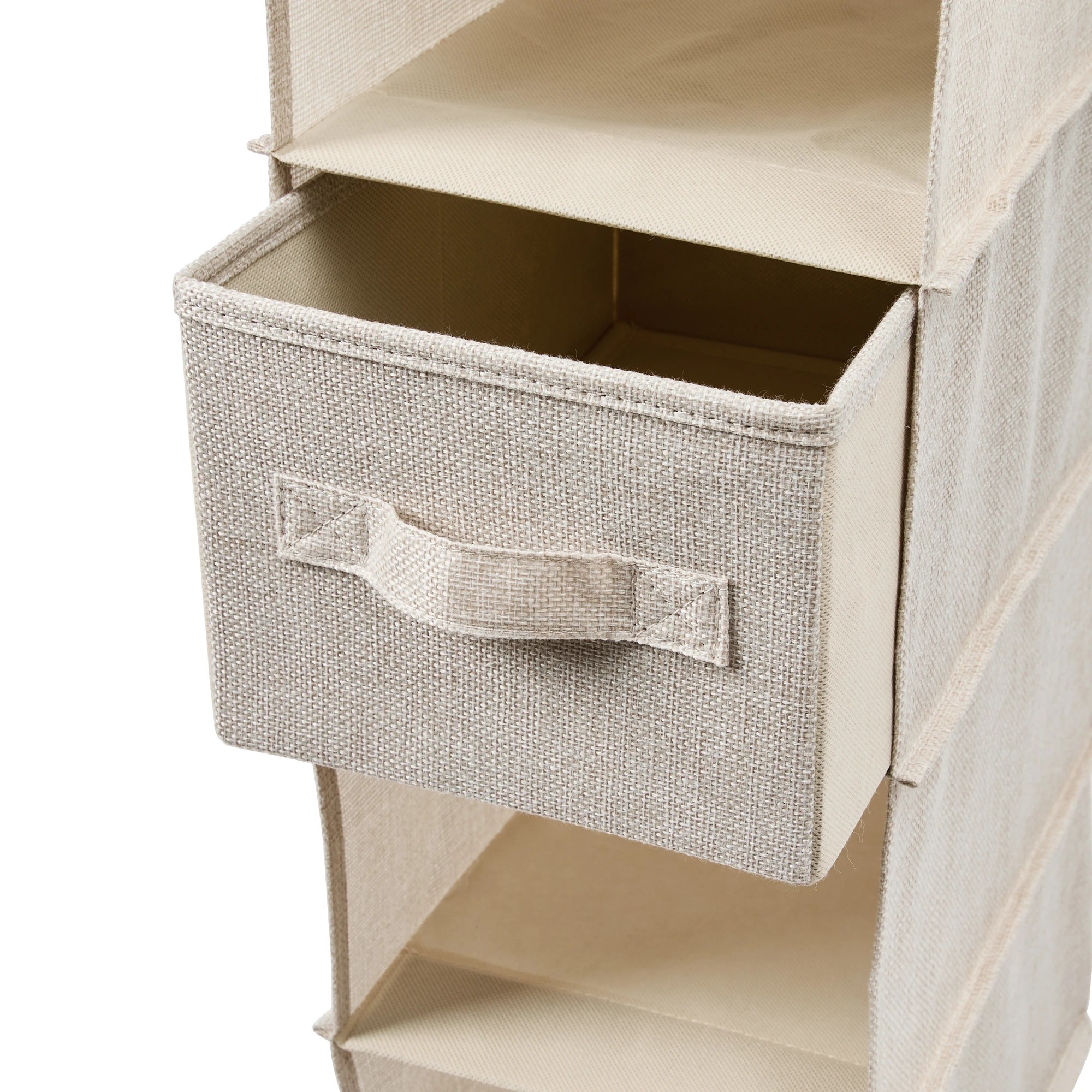 7 Linen Look Narrow Hanging Shelving with Drawers, 7 of 8