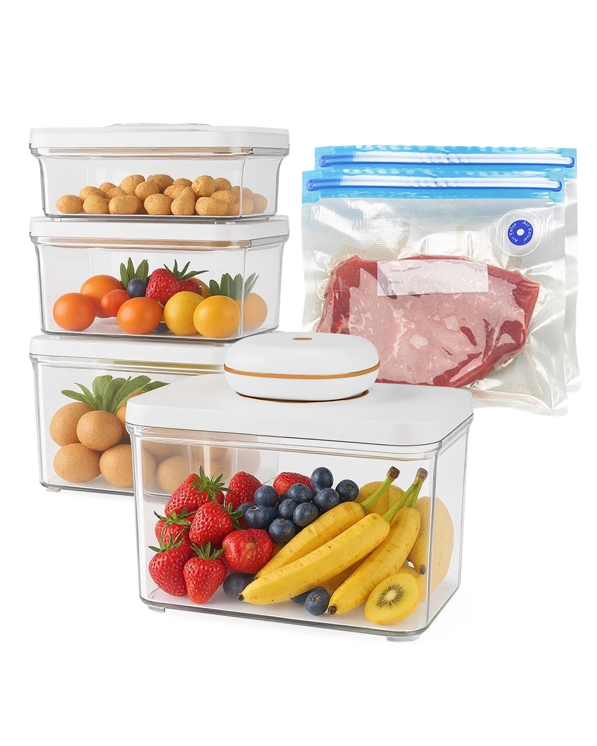 1 Advwin Vacuum Sealer Box Set, Vacuum Food Sealer With 3 Airtight Food Storage Containers, 1 of 8