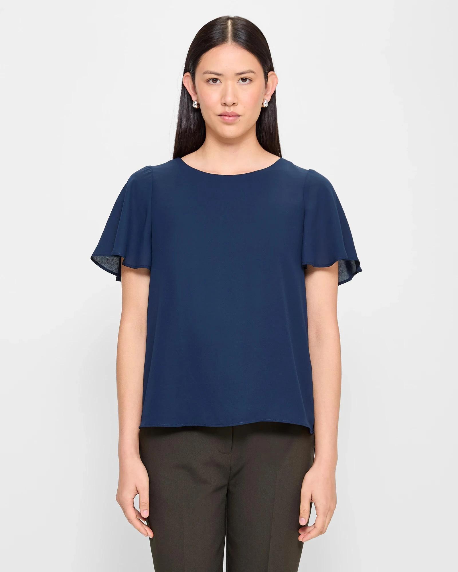 1 Preview Ella Crew Neck Blouse NAVY BLUE, 1 of 5