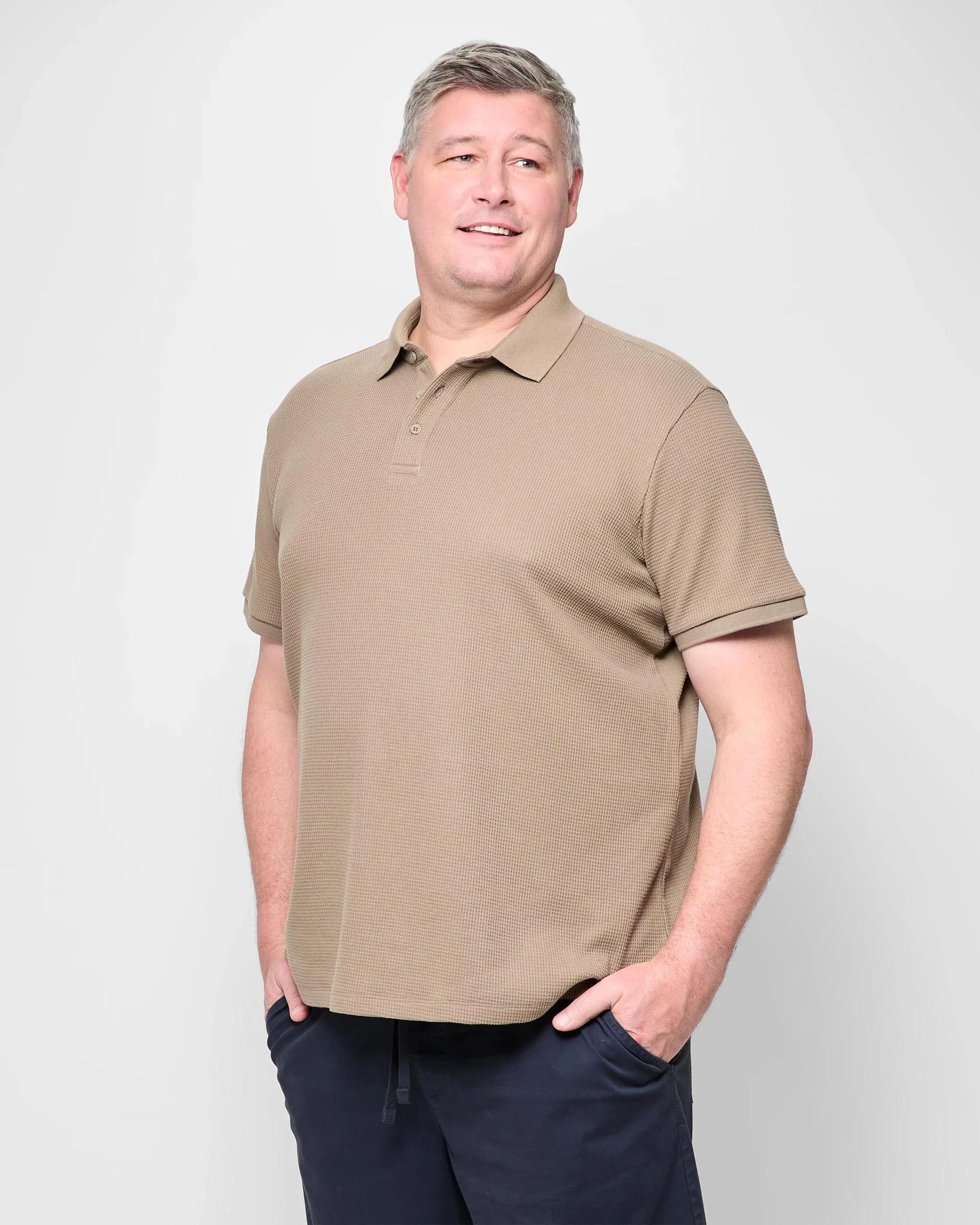 3 Target Plus Size Australian Cotton Blend Waffle Polo T-Shirt WALNUT, 3 of 5