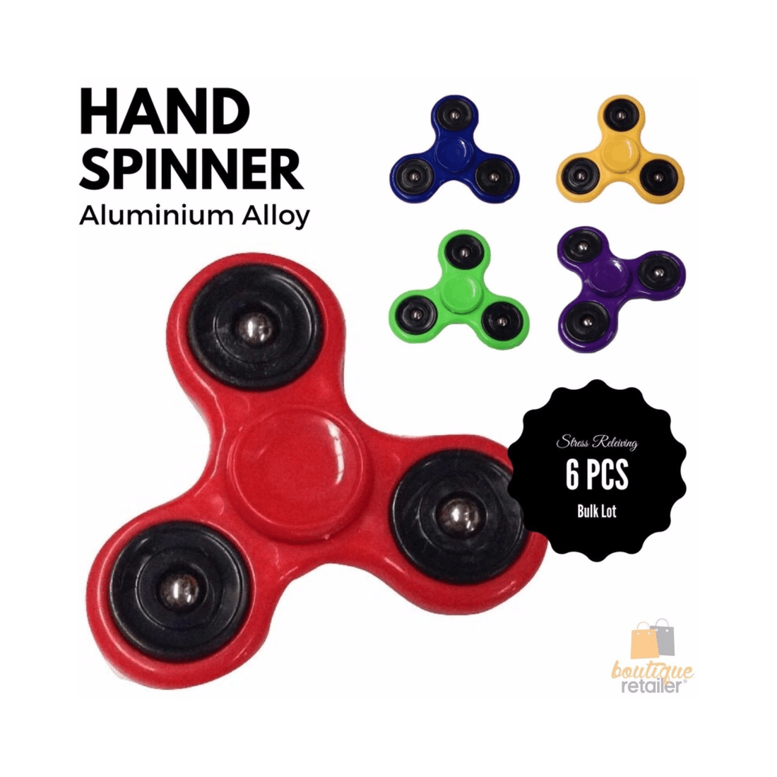 10 BR Toys Fidget Hand Spinner Toys for Focus and Stress Relief - Set of 6, 10 of 10