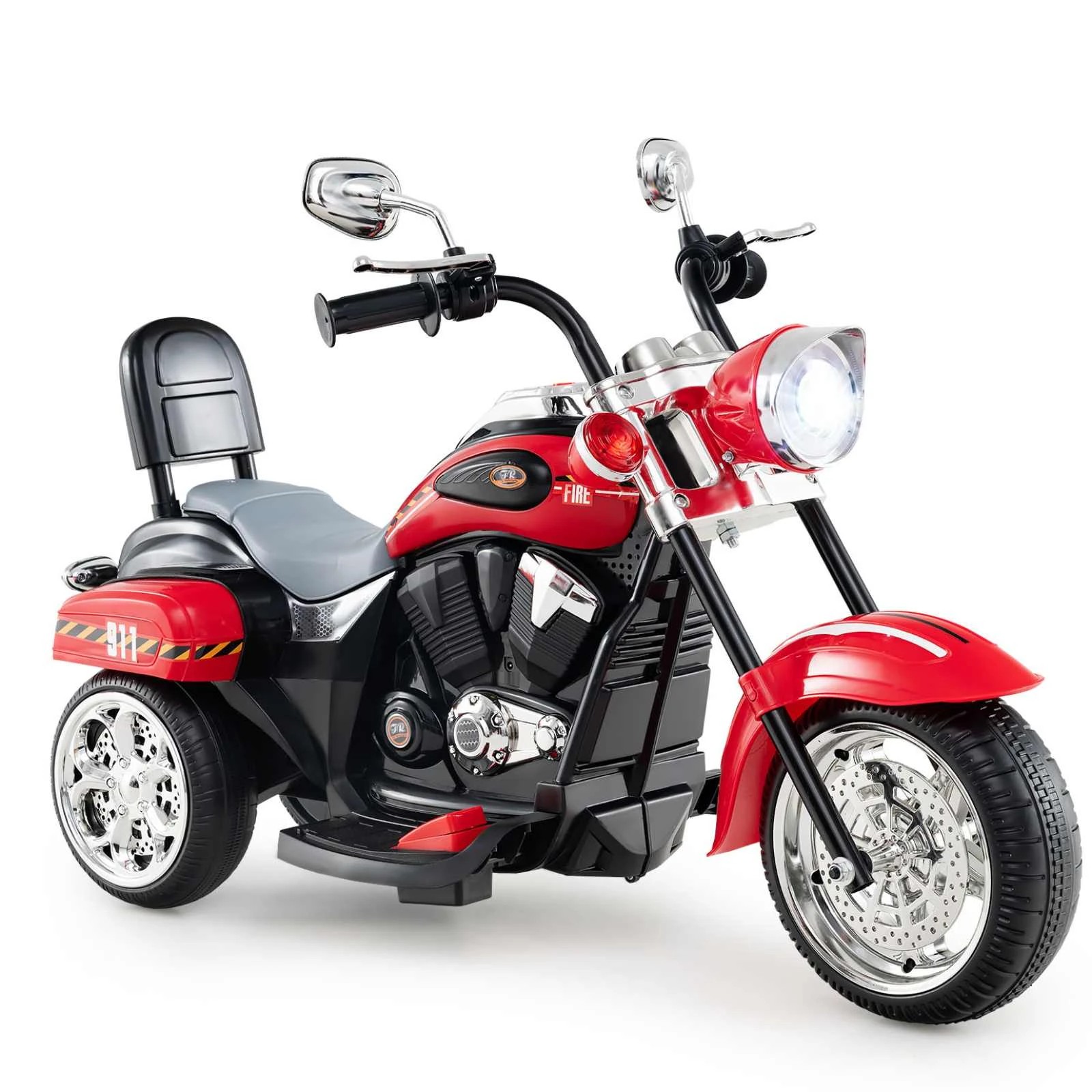 1 Costway Kids 3-Wheel Motorcycle Electric Ride on Car Saddle Seat Fire Engine Motorbike 6V - Red, 1 of 1