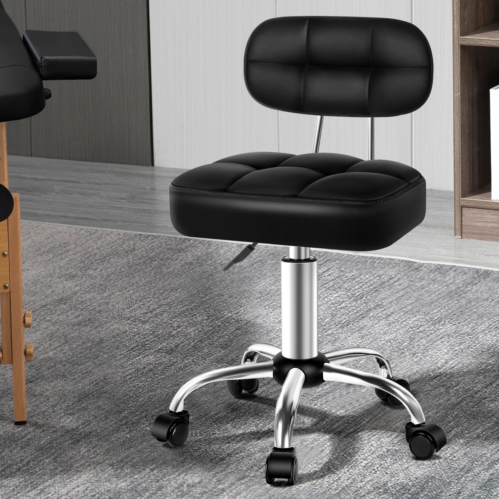 2 Alfordson Salon Stool Backrest Swivel Barber Hair Dress Chair Tufan - Black, 2 of 9