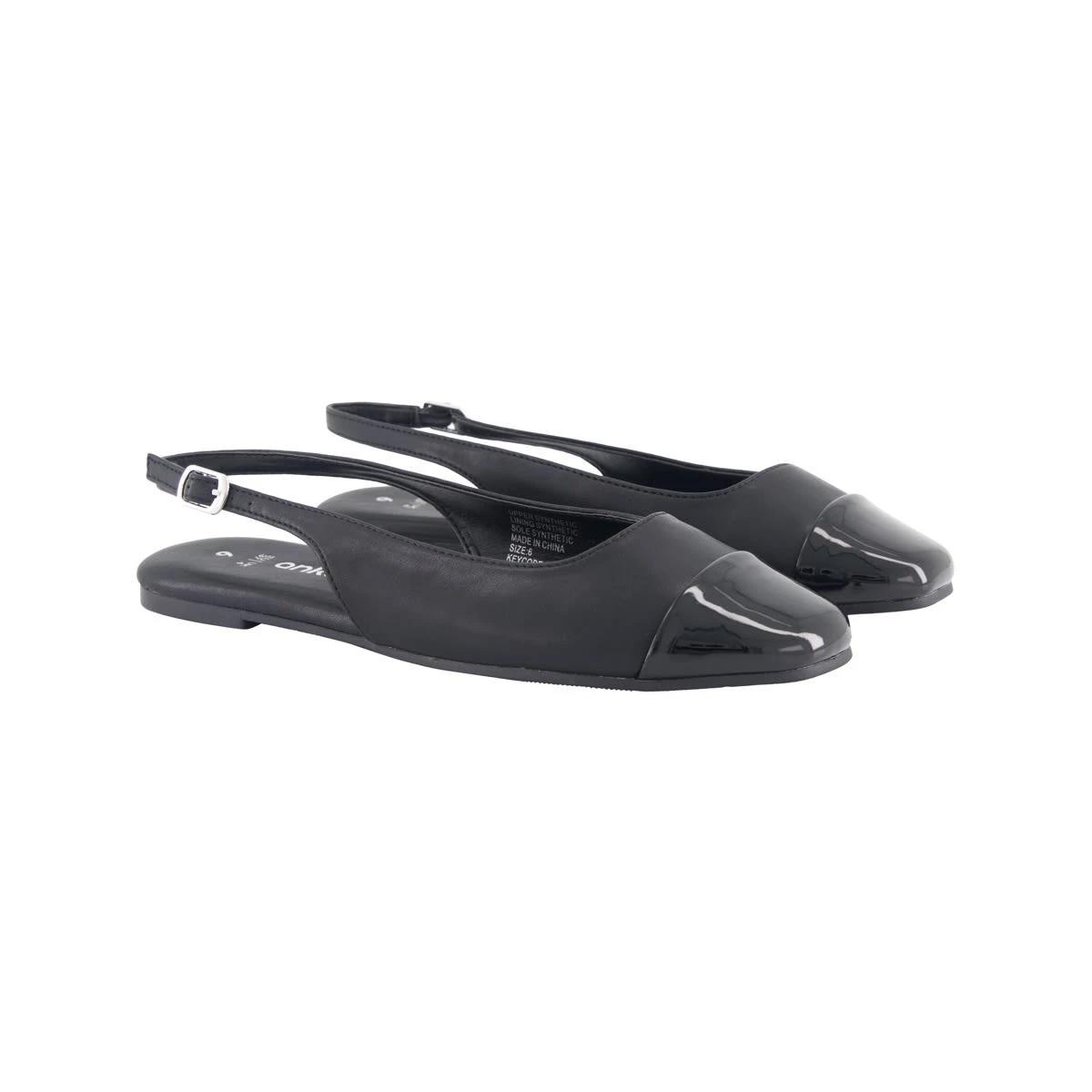 3 Ballet Toe Cap Slingback Flats BLACK, 3 of 3