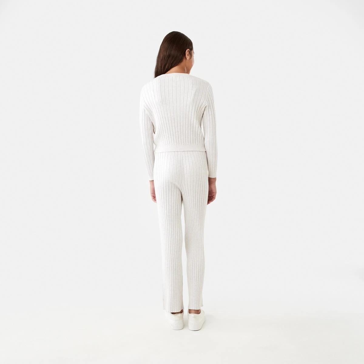 6 Long Sleeve Rib Knit Top Crm Marle, 6 of 8
