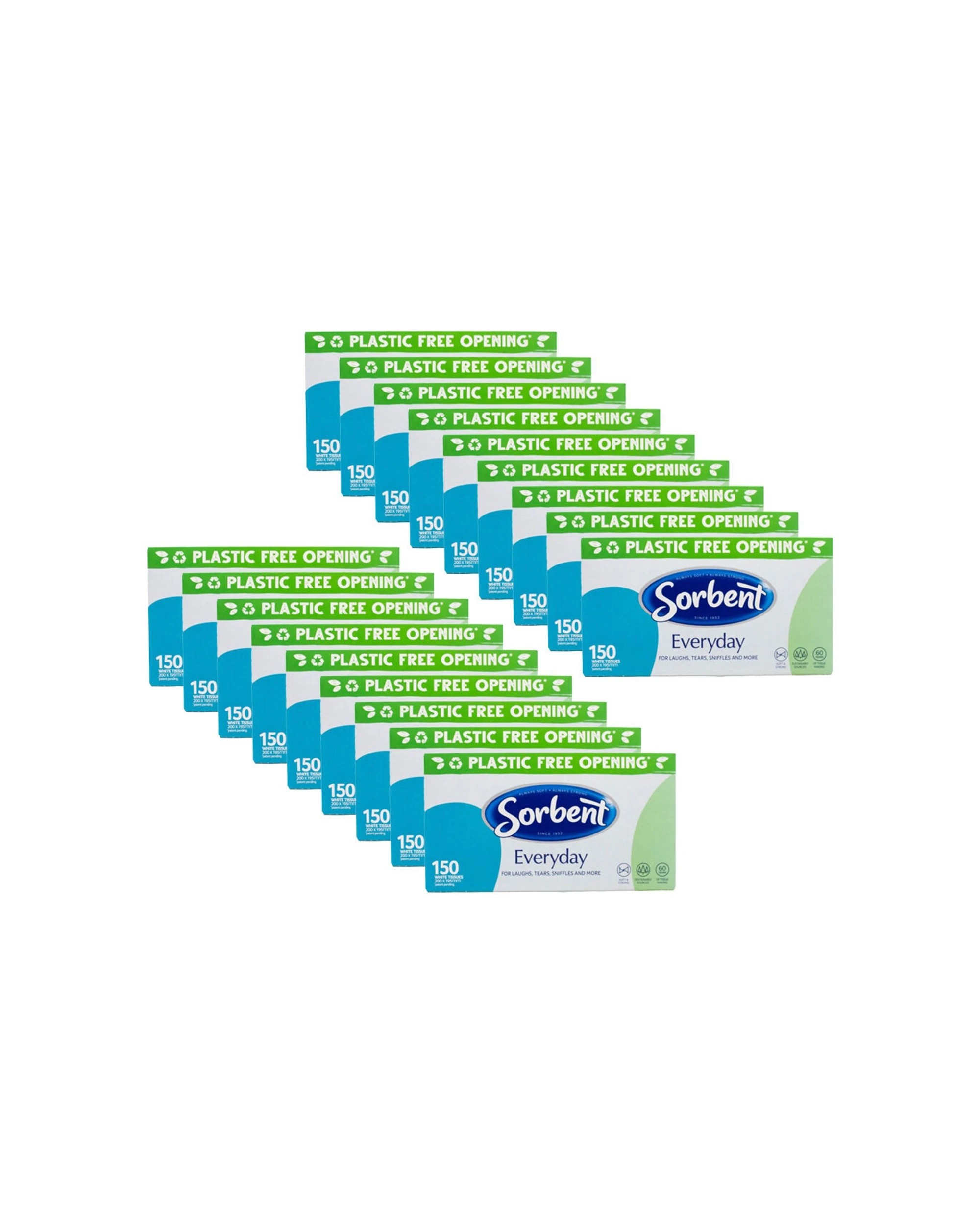 1 Sorbent 18PK 150pc Soft Facial Everyday Tissues Disposable - White, 1 of 3