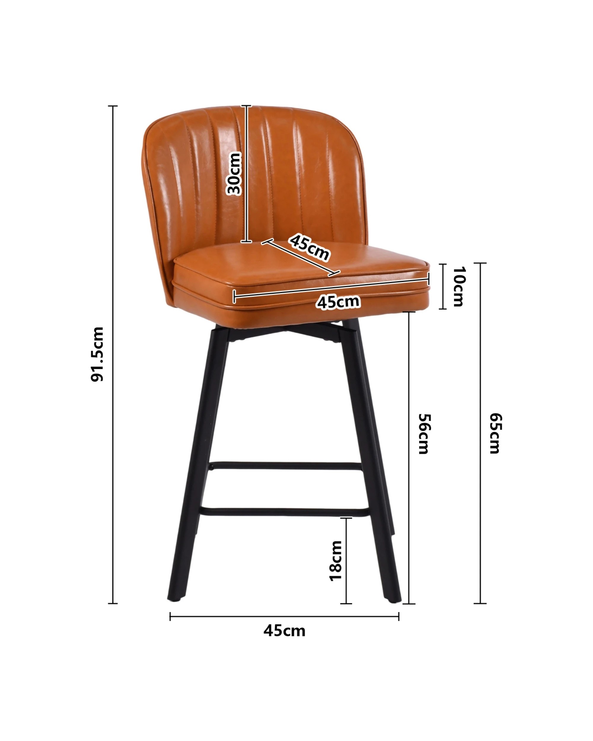 2 Advwin Bar Stools Set of 4 PU Kitchen Stools with Back and Metal Footrest Swivel Counter Stools - Brown, 2 of 8