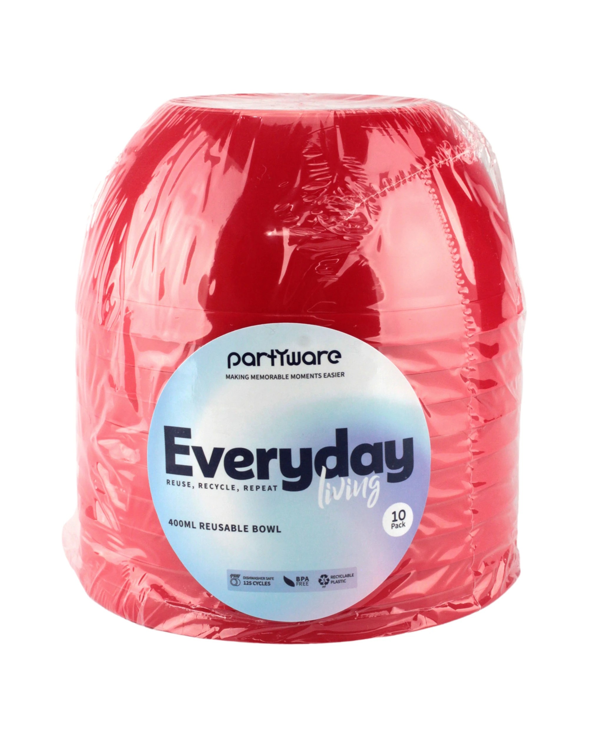 2 Partyware Red Reusable Plastic Bowl 11.5cm Pack of 10 - Red, 2 of 2