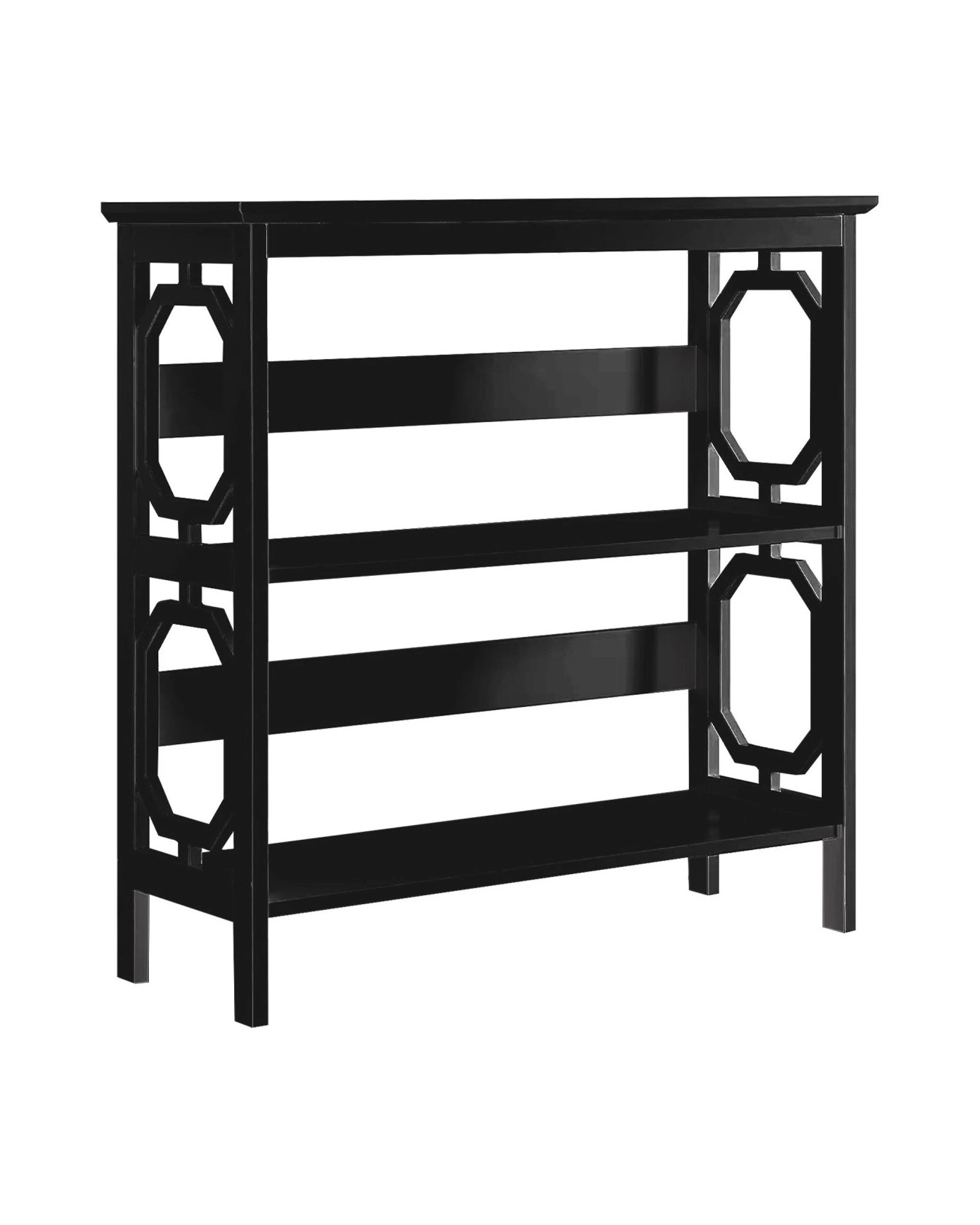 1 Sarantino Laurel 3-tier Bookshelf Display Rack In Black, 1 of 10