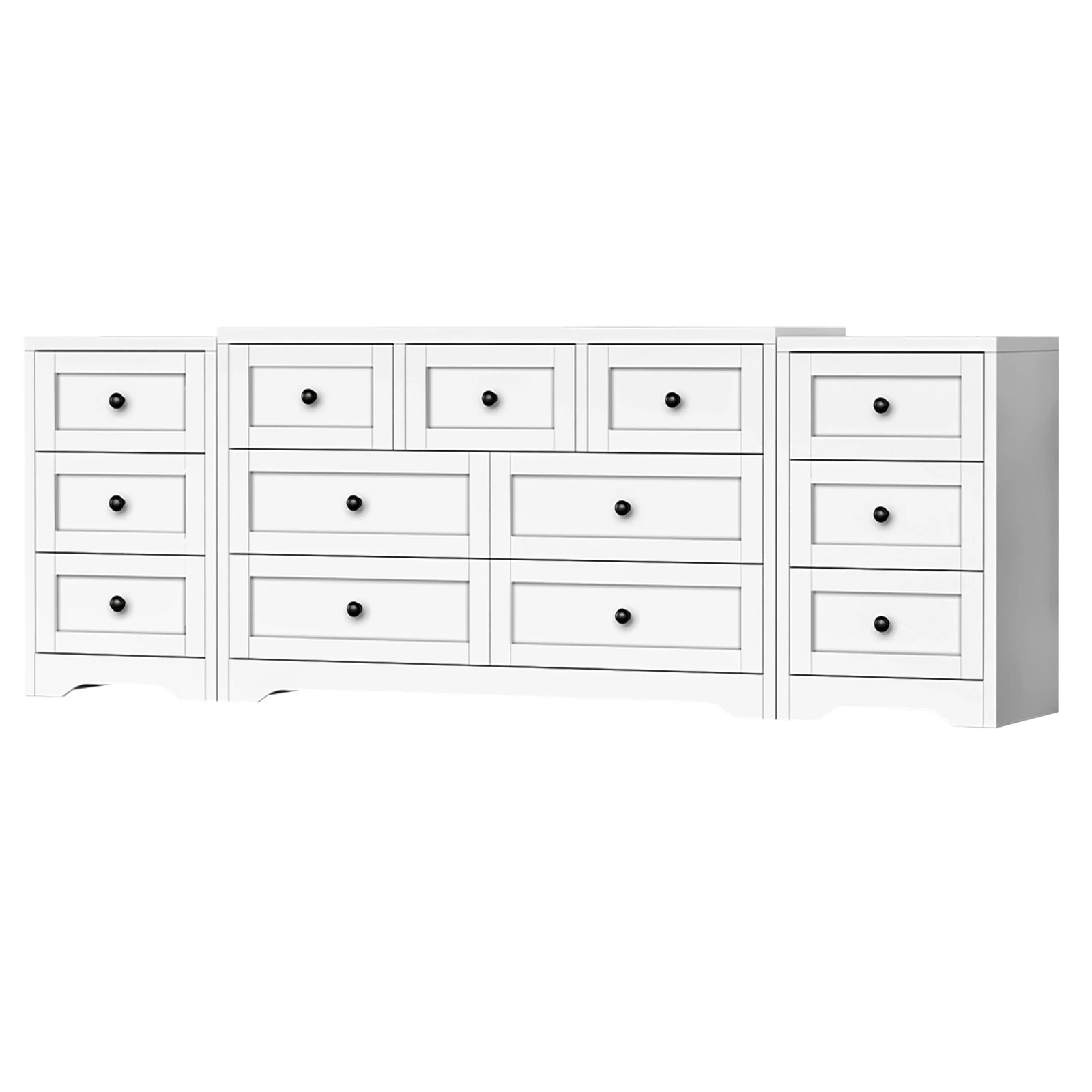1 Alfordson 7 Chest of Drawers 2x Bedside Table Bedroom Storage Hamptons - White, 1 of 10