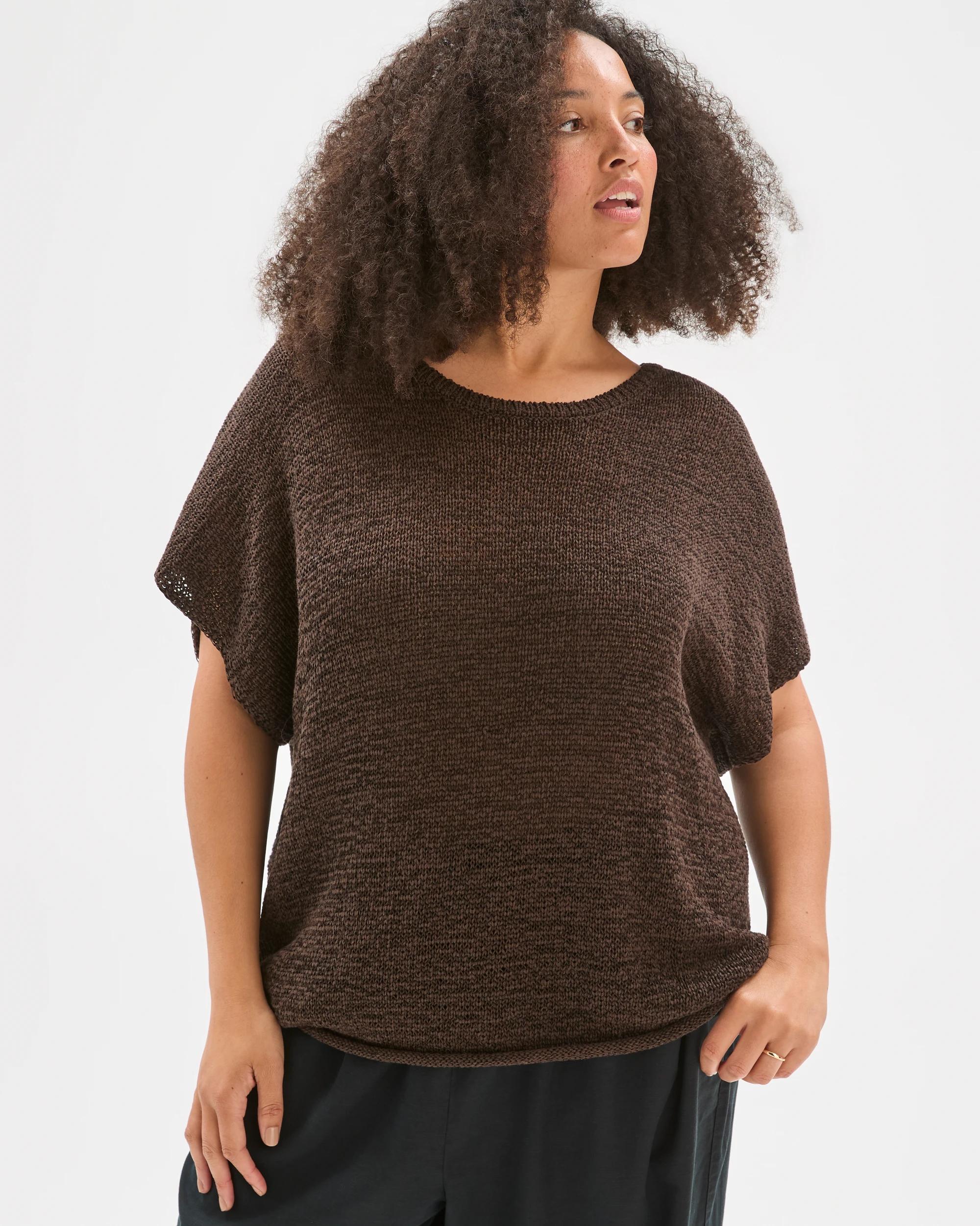 4 Target Curve Plus Size Australian Cotton Blend Tape Yarn Knit T-Shirt COFFEE BEAN, 4 of 6
