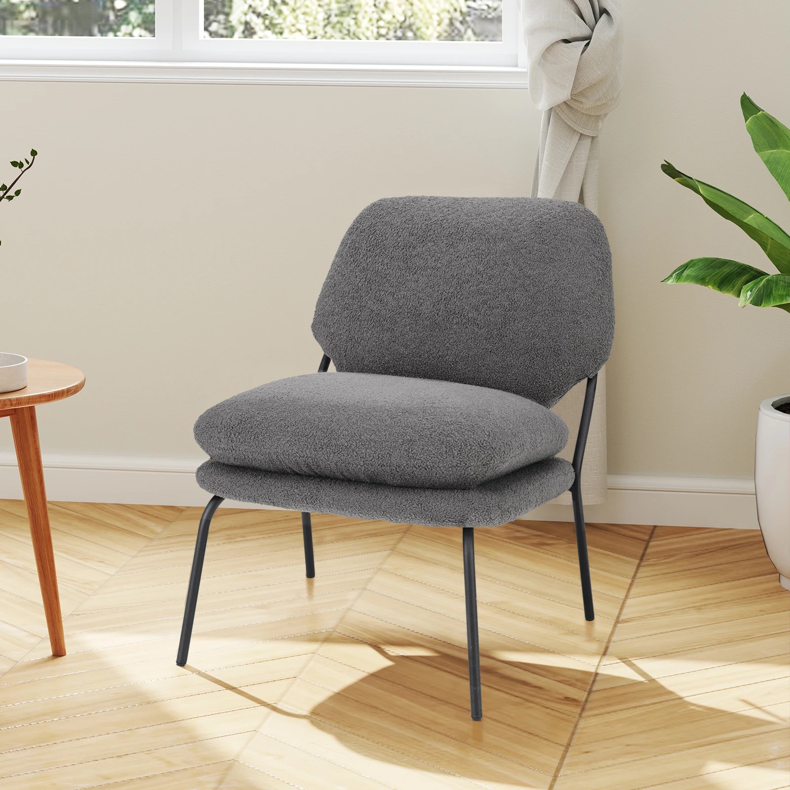 3 Costway Leisure Accent Chair Modern Metal Frame Lounge Chair w/High Back - Grey, 3 of 3
