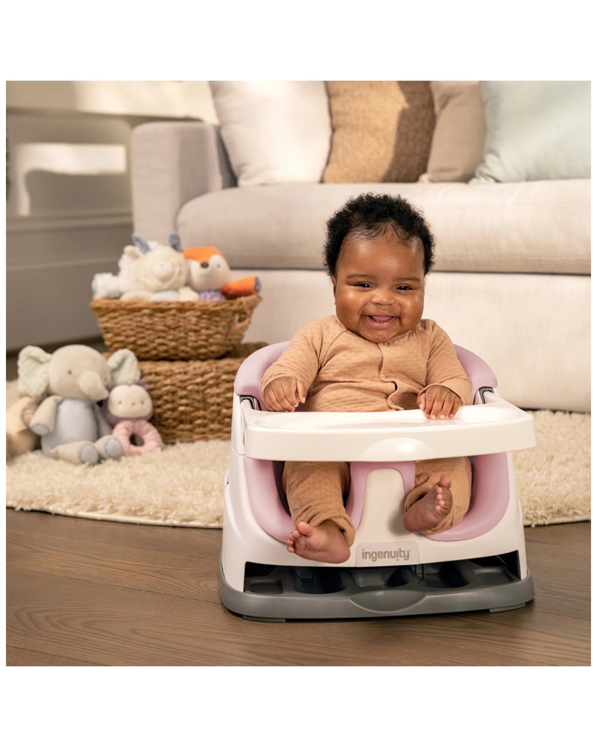 3 Ingenuity 2 In 1 Adjustable Baby Feeding Seat Booster Peony 6 Months Plus - Pink, 3 of 5