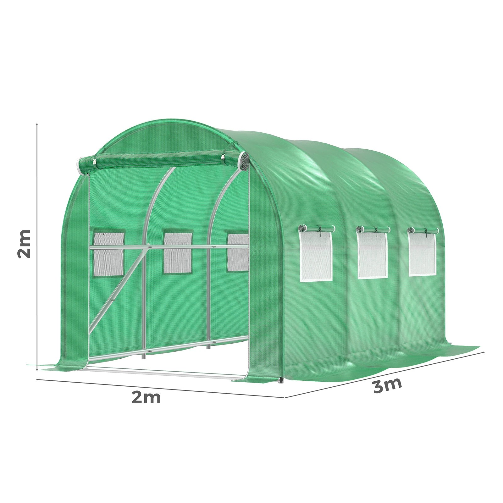 3 Alfordson Greenhouse Dome Shed Green House 3x2x2M - Green, 3 of 6
