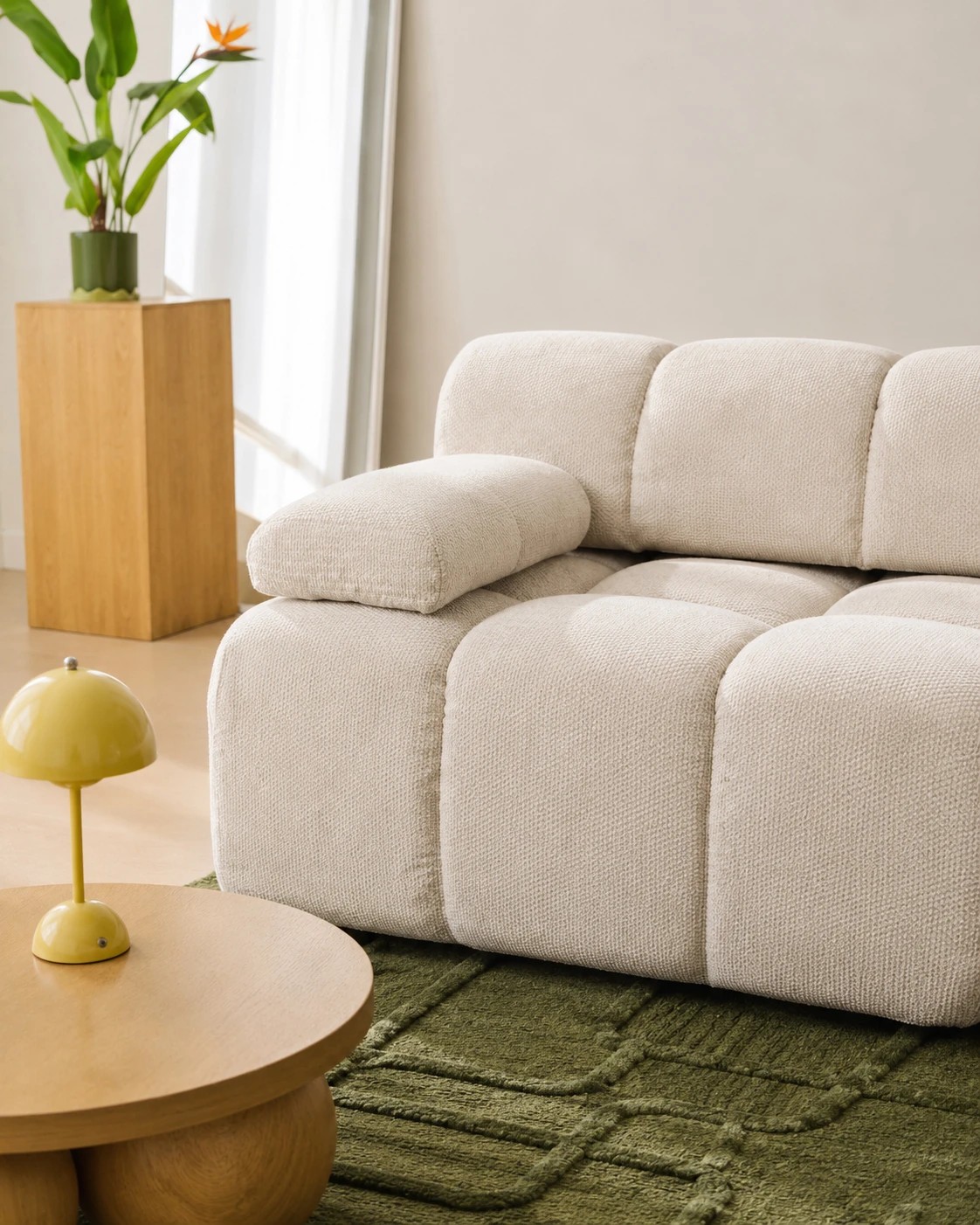 3 Mali 2 Seat Compressed Sofa - Cream, 3 of 7