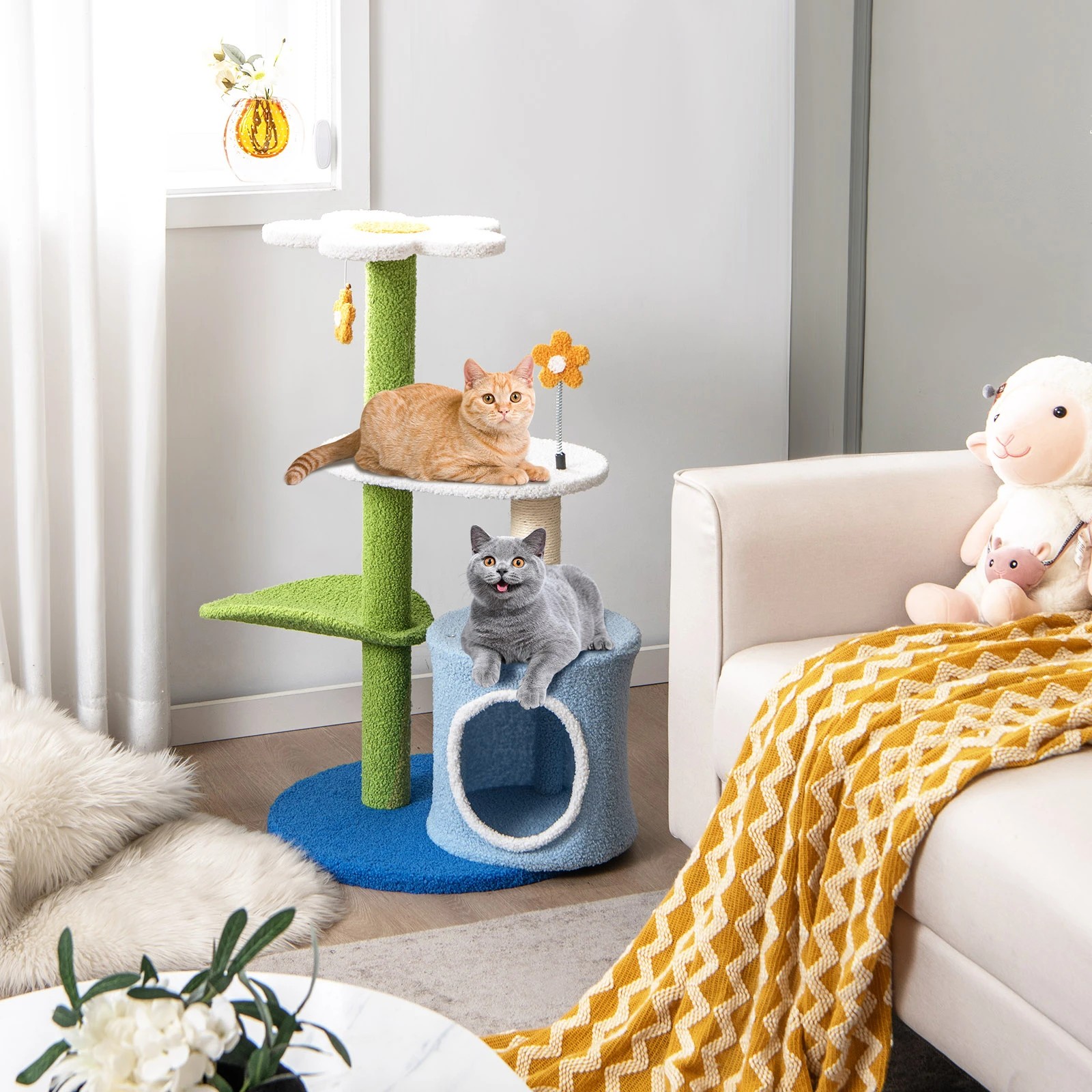3 Costway 4-Tier Modern Cat Tree Tower w/Sisal Scratching Post Cat Entertainment Furniture, 3 of 5