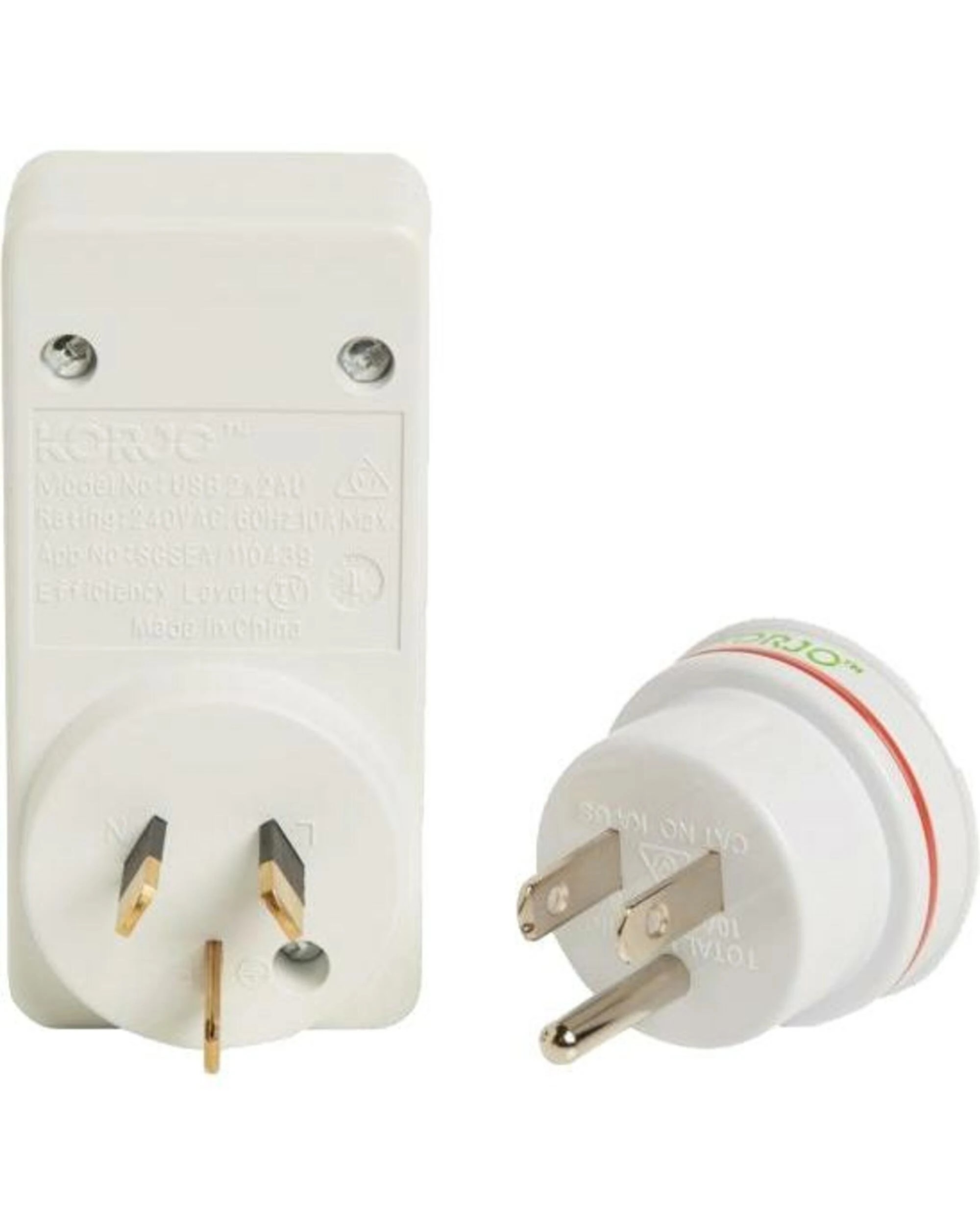 3 Korjo Travel Adaptor Plug with 2 x USB - Aus to USA / Canada - White, 3 of 4