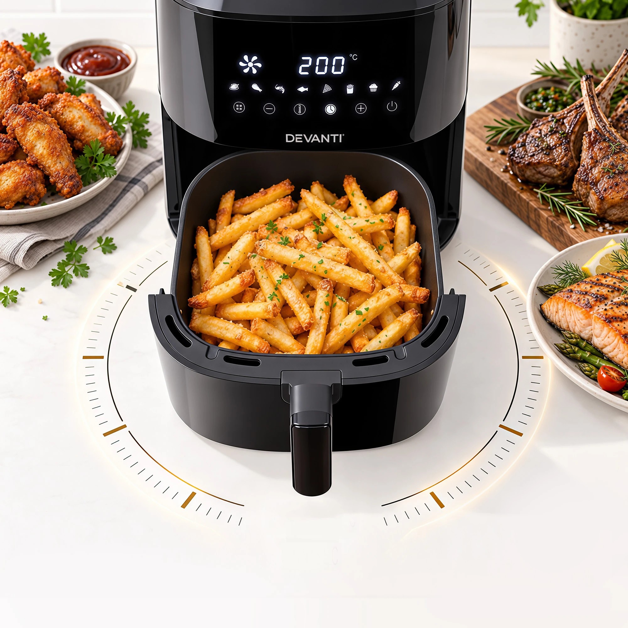 5 Devanti 6.5L Digital Air Fryer With 8 Cooking Presets - Black, 5 of 10