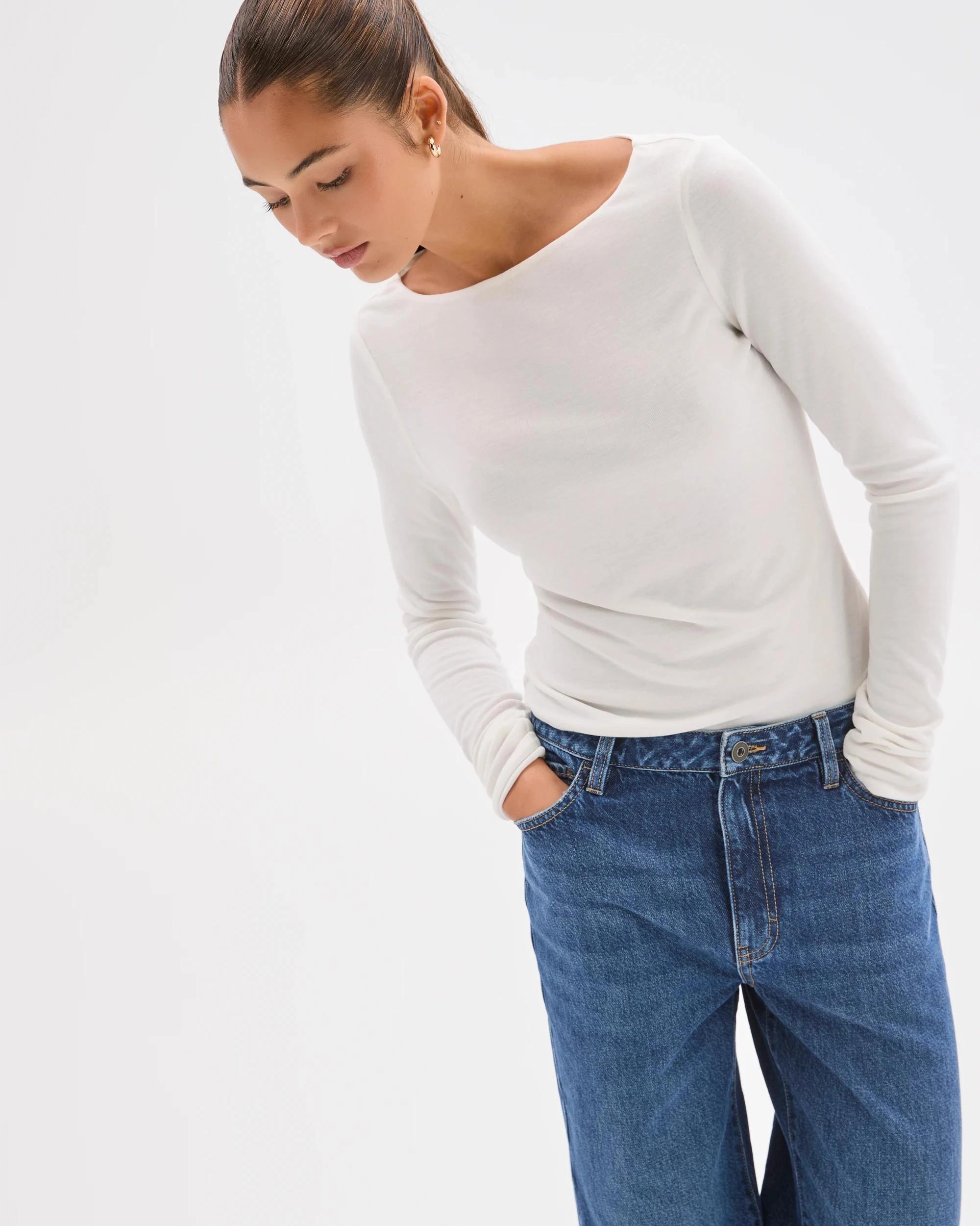 4 Lily Loves Double Layer Boat Neck Long Sleeve Top JET STREAM, 4 of 6