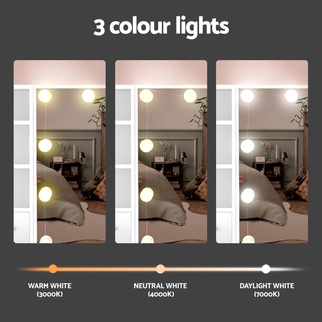 6 Artiss Dressing Table Set Stool 10 Led Bulbs  Dylan - White, 6 of 8