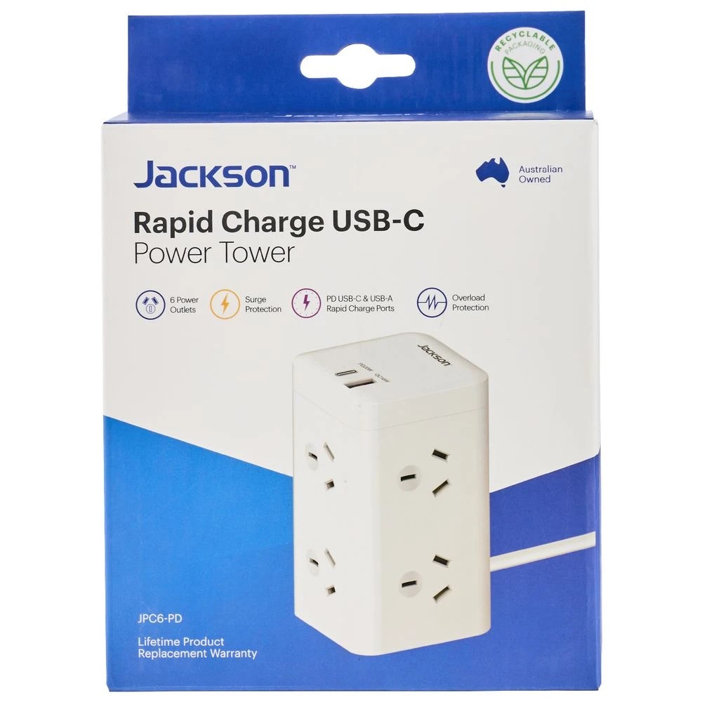 4 Jackson 6 Outlet Power Block with 2x USB, 4 of 5