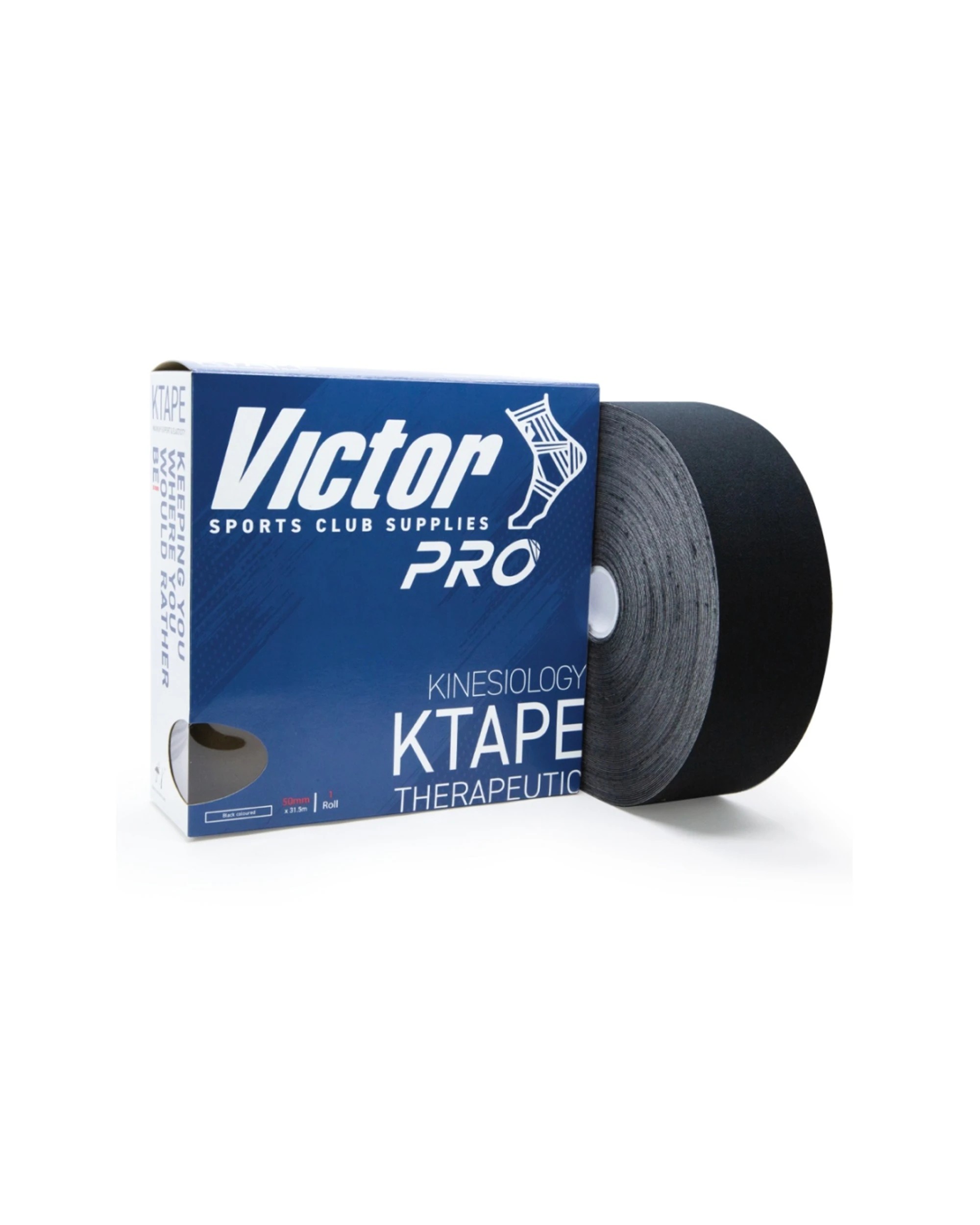1 Victor Sports Pro Kinesiology Hypoallergenic Adhesive K-Tape 50mmx31.5m - Black, 1 of 1
