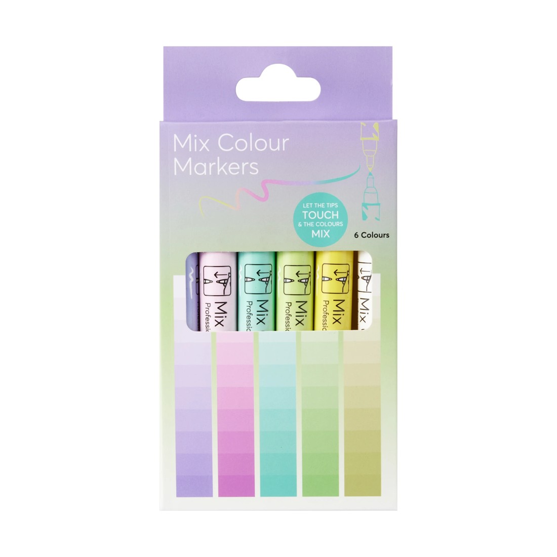 1 6 Pack Mix Colour Markers - Pastel, 1 of 4