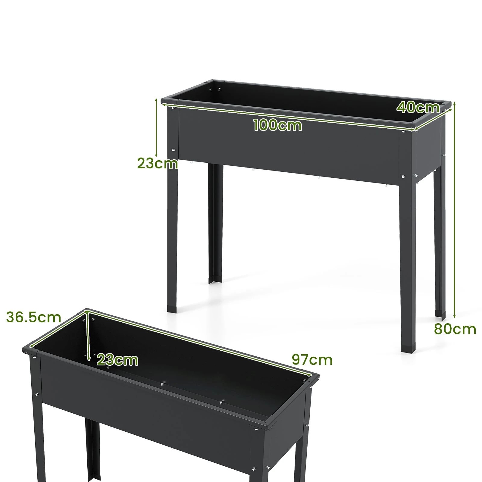 4 Costway Raised Garden Bed Elevated Metal Planter Box w/Drainage Holes 100x40x80CM, 4 of 4