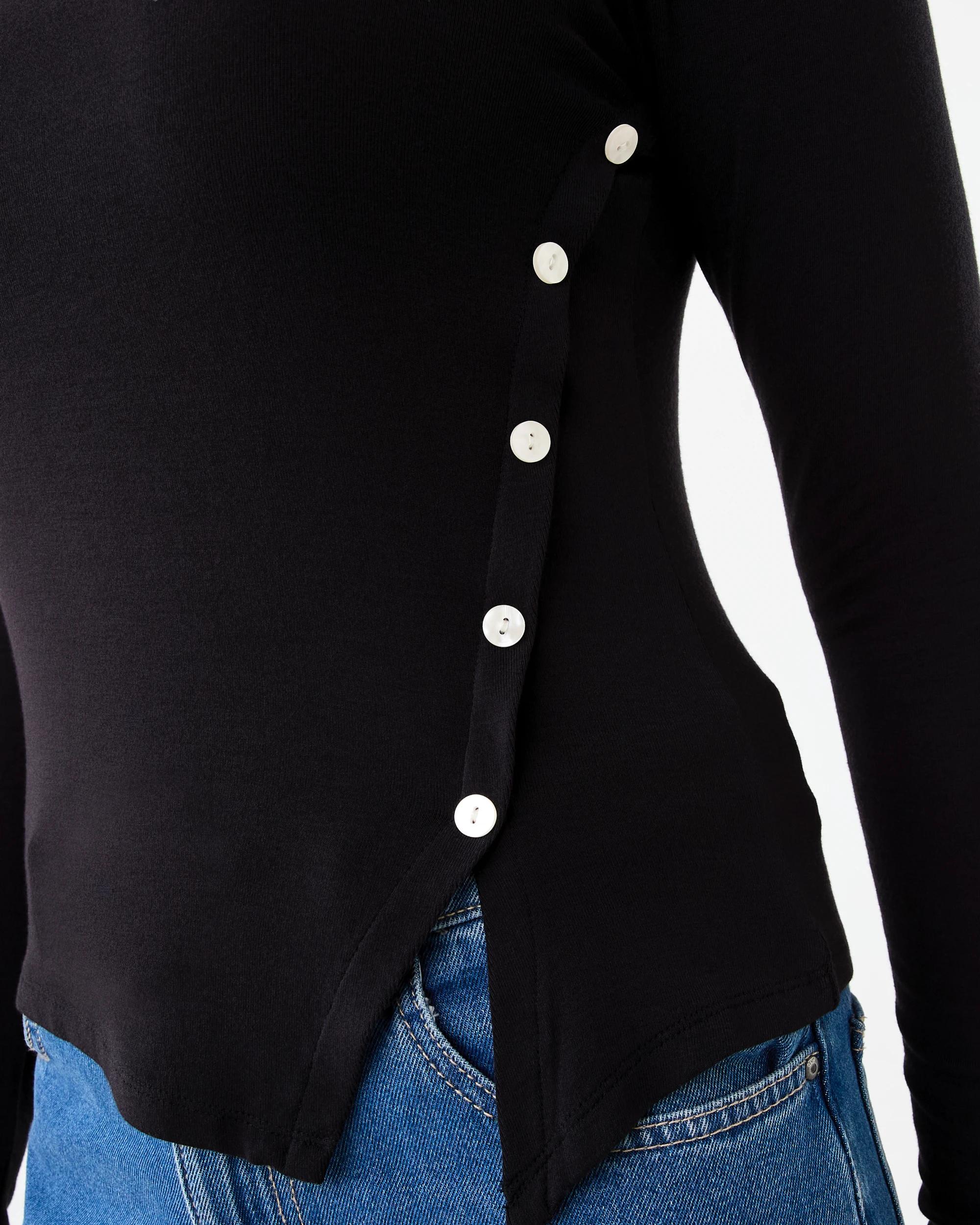 6 Long Sleeve Asymmetric Top Black, 6 of 6