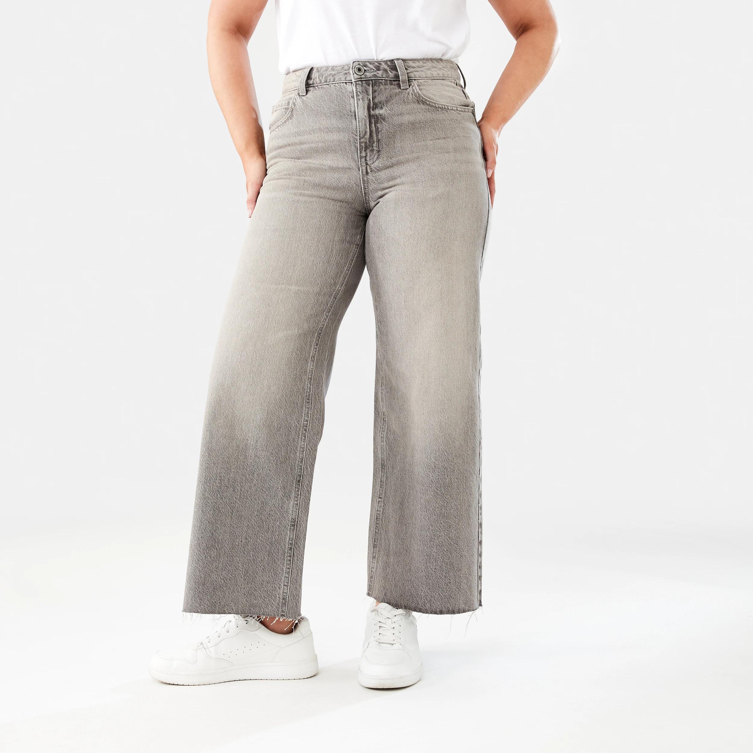 1 Wide Leg Raw Hem Jeans FADED TAUPE, 1 of 9