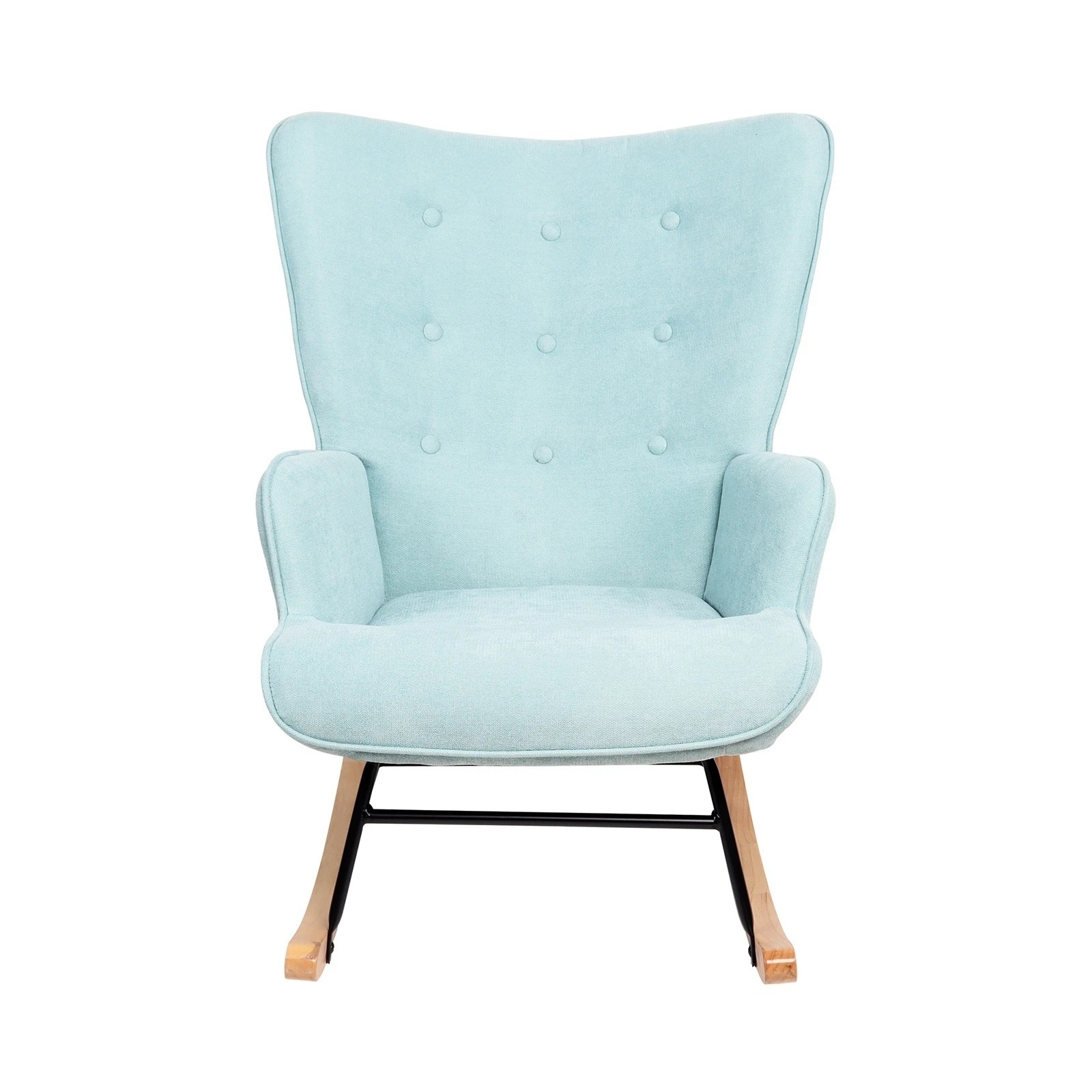 6 Oikiture Rocking Chair Nursing Armchair Linen Accent Chairs Upholstered
 - Blue, 6 of 10