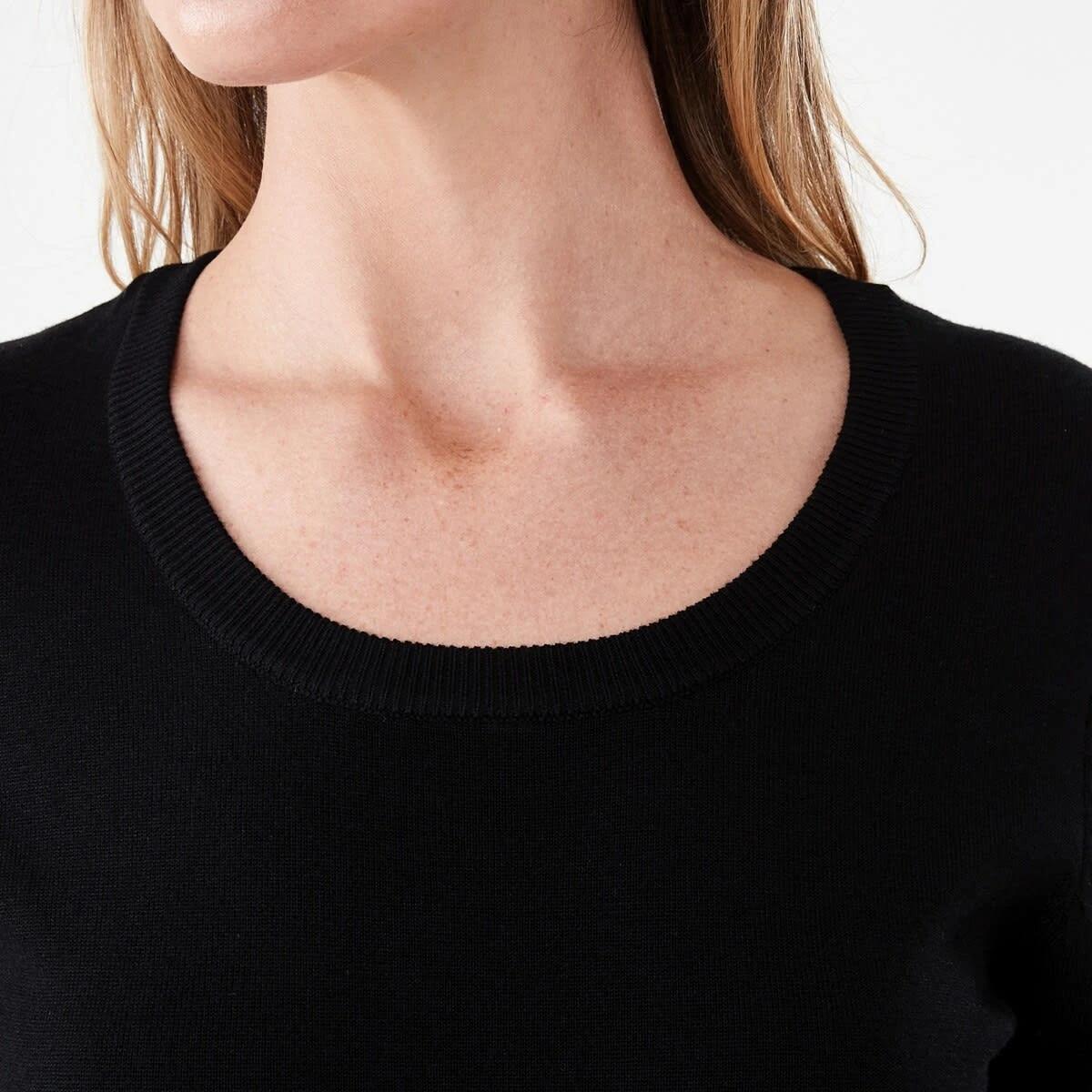 5 Short Elbow Sleeve Scoop Neck Top Black, 5 of 6