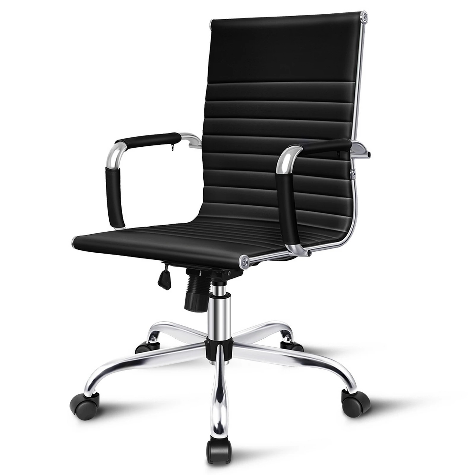 1 Alfordson Office Chair Ergonomic Executive Computer Seat Gaming Mid Back - Black, 1 of 10