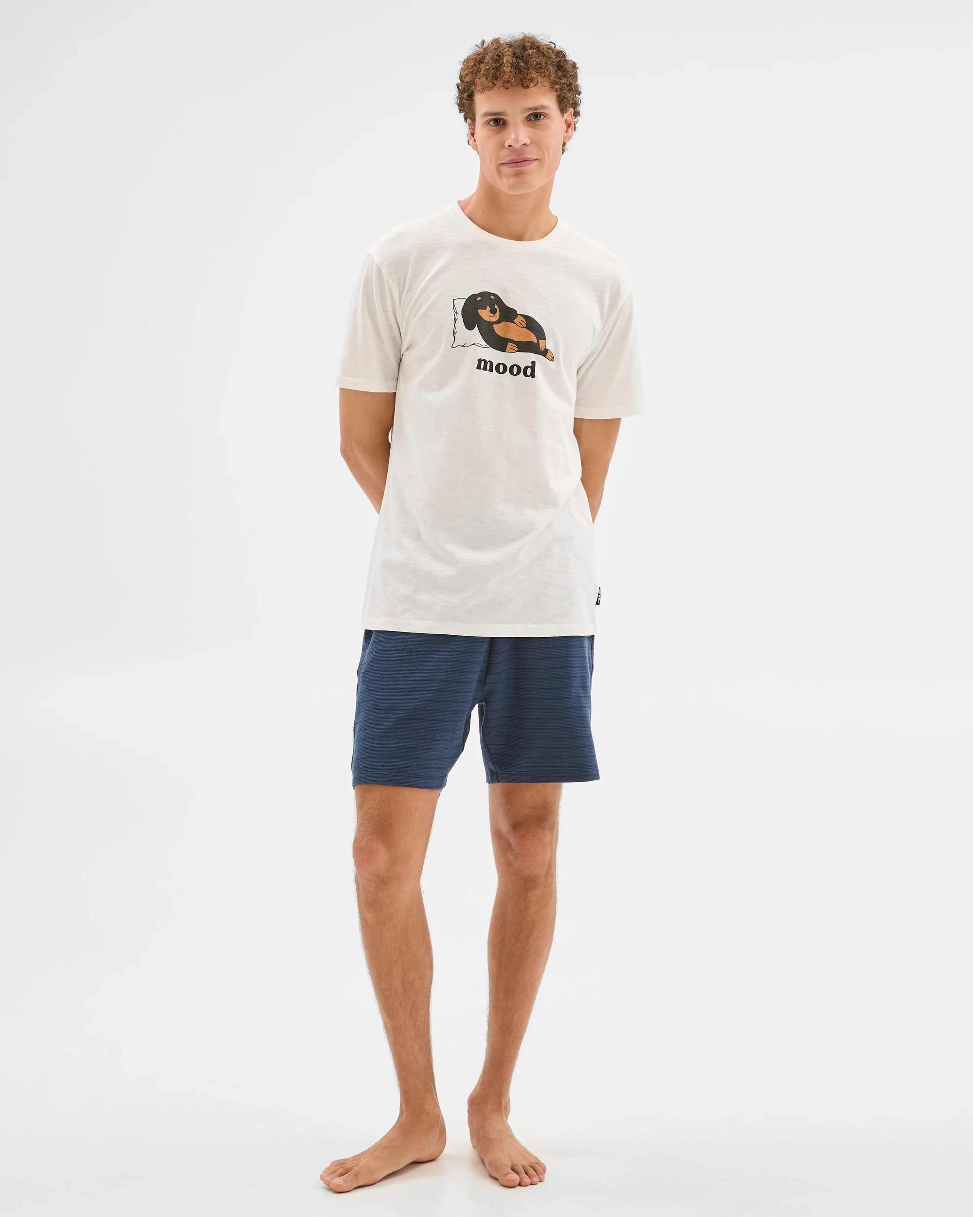 1 Australian Cotton Print Jersey Sleep T-Shirt - Maxx CLOUD DANCER DOG MOOD, 1 of 5