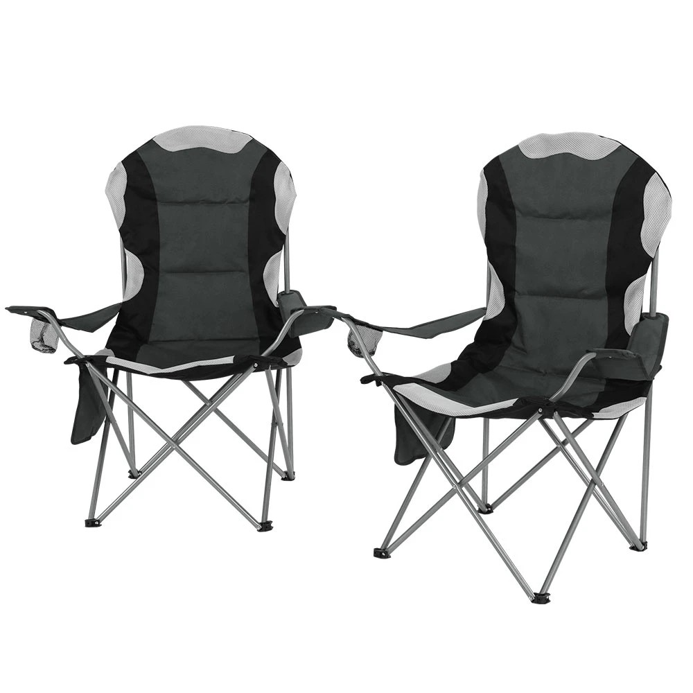 1 Weisshorn Camping Folding Chair Portable Outdoor Hiking Fishing Picnic 2pcs - Grey, 1 of 6
