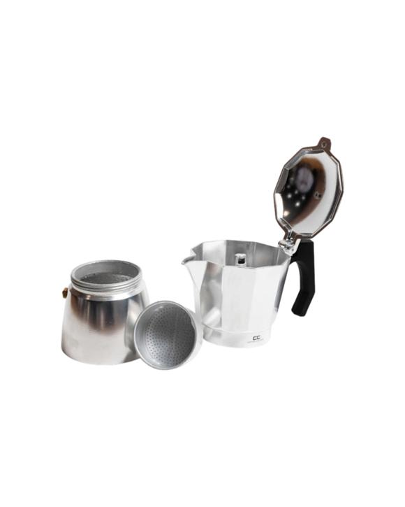Coffee Culture Coffee Maker 6 Cup Stove Top Espresso Moka Pot Stainless Steel - Silver