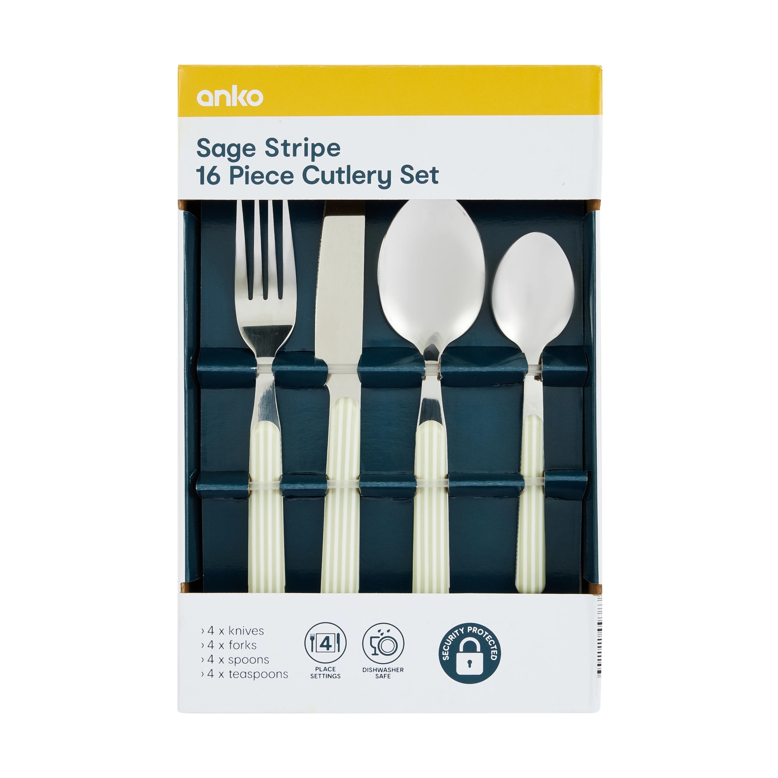 5 16 Piece Sage Stripe Cutlery Set, 5 of 5